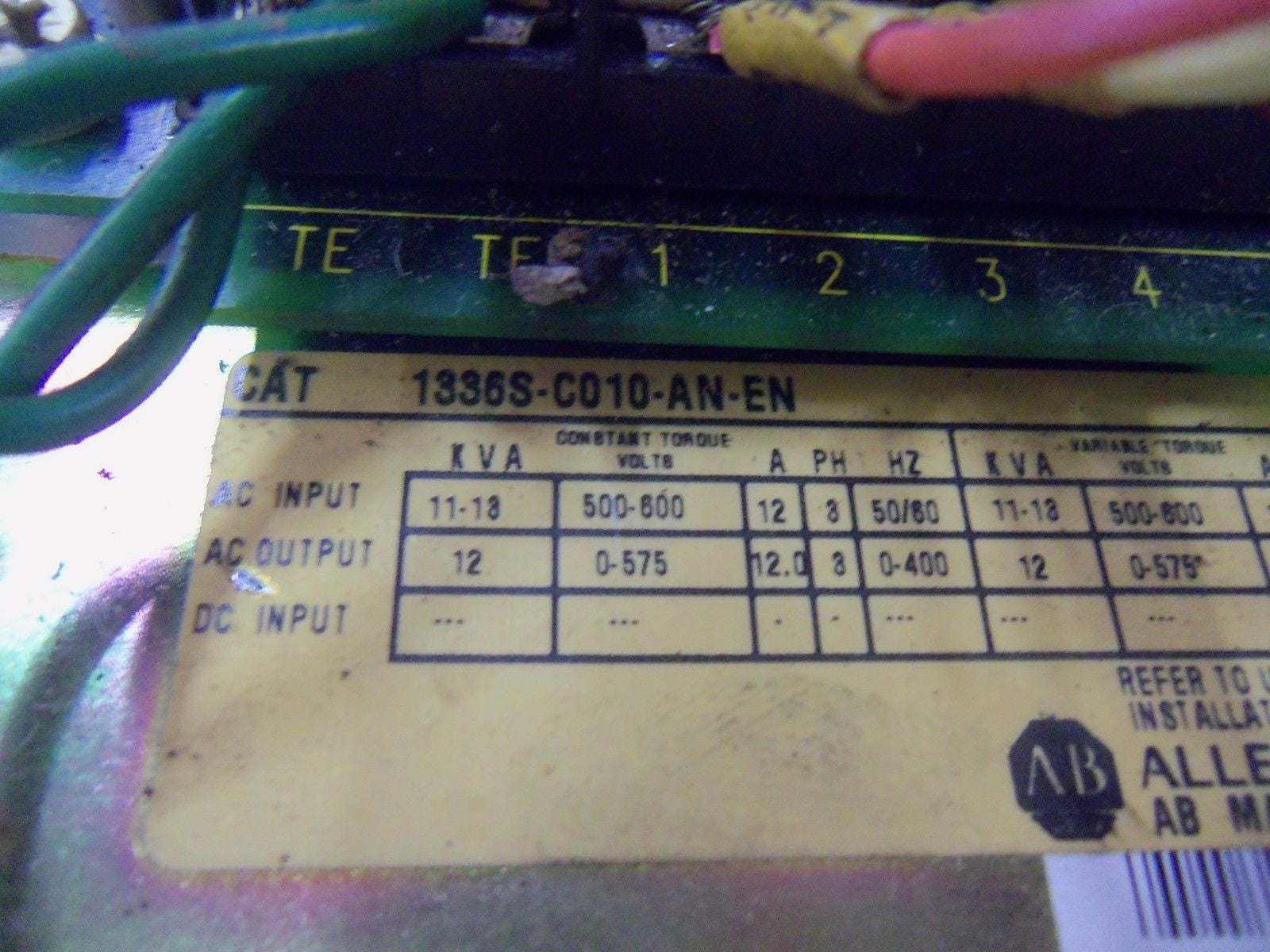 ALLEN BRADLEY 1336S-C010-AN-EN SER. B AC DRIVE *USED*
