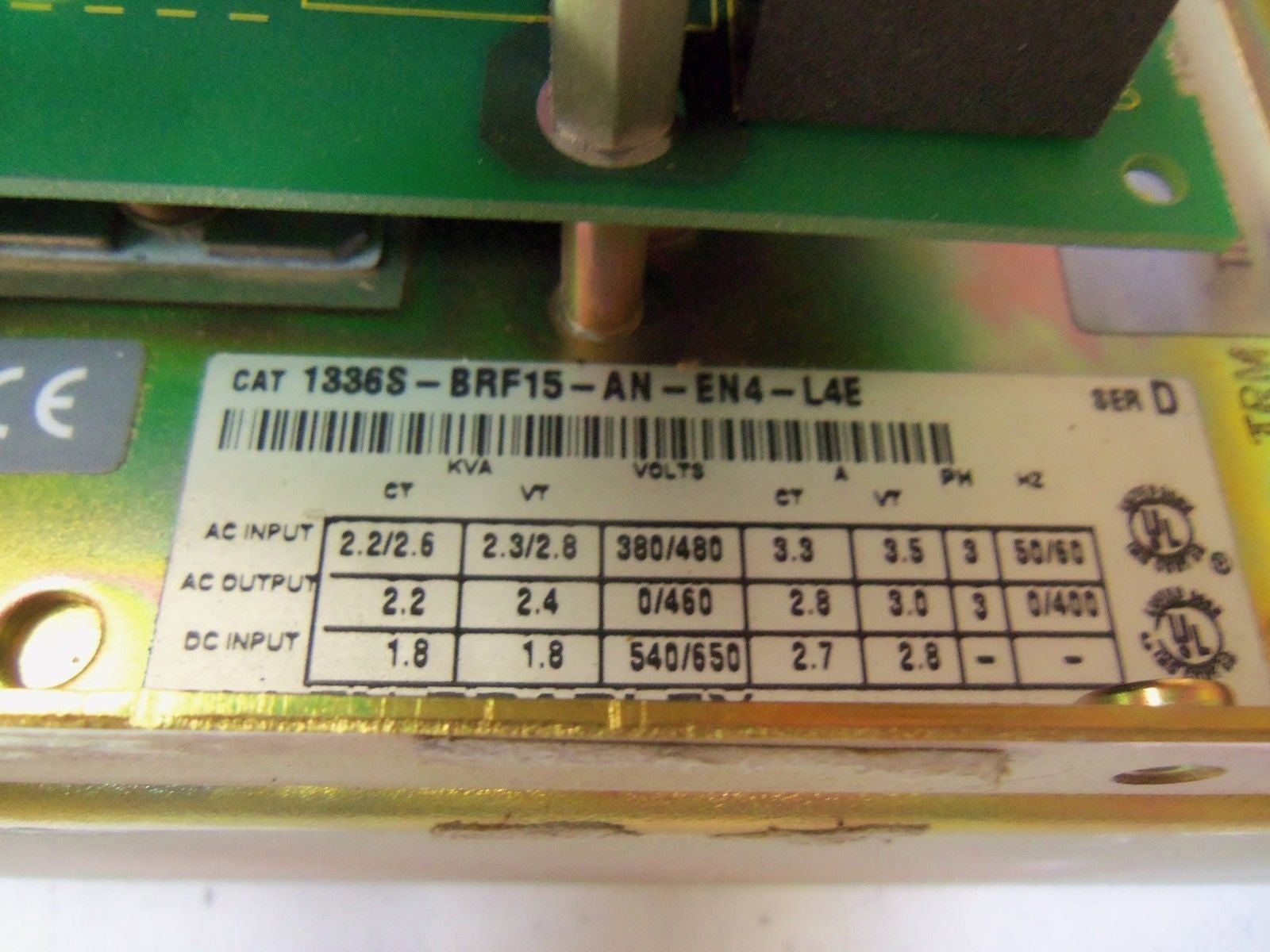 ALLEN BRADLEY 1336S-BRF15-AN-EN4-L4E SER. D AC DRIVE *USED*
