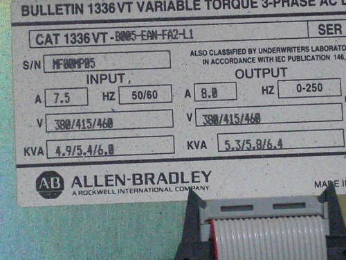 ALLEN BRADLEY 1336VT-B005-EAN-FA2-L1 (USED UNIT)