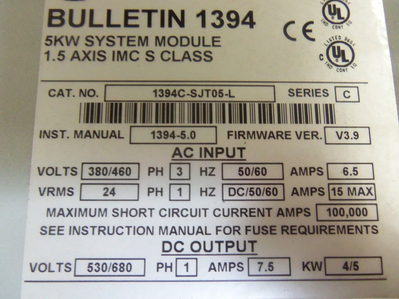 ALLEN BRADLEY 1394C-SJT05-L SERIES C *NEW IN BOX*