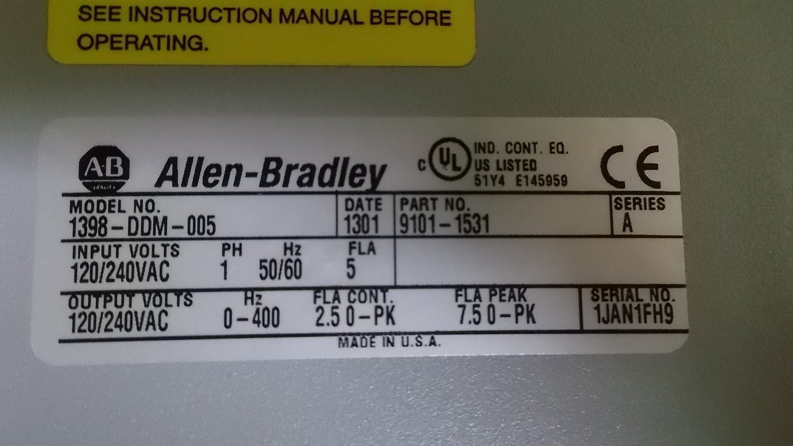 ALLEN BRADLEY 1398-DDM-005 SERIES A SERVO DRIVE *NEW IN BOX*