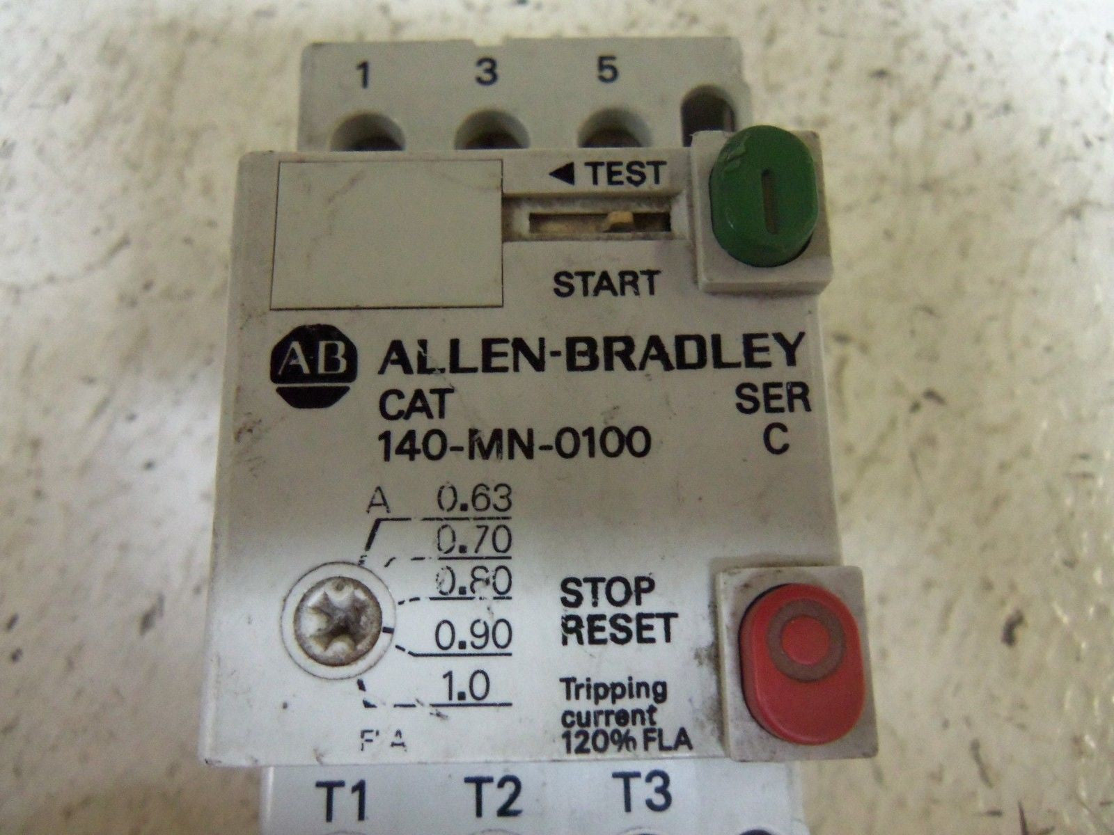 ALLEN BRADLEY 140-MN-0100 SER. C MANUAL MOTOR STARTER 0.63-1.0A *USED*