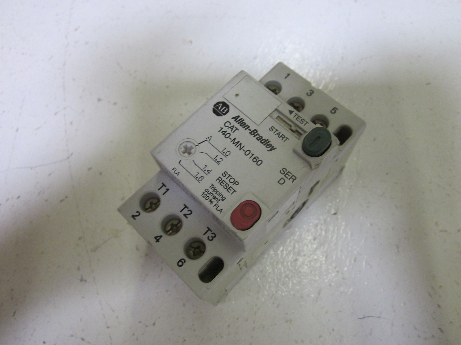ALLEN BRADLEY 140-MN-0160 SER. D MANUAL MOTOR STARTER 1.0-1.6A *USED*