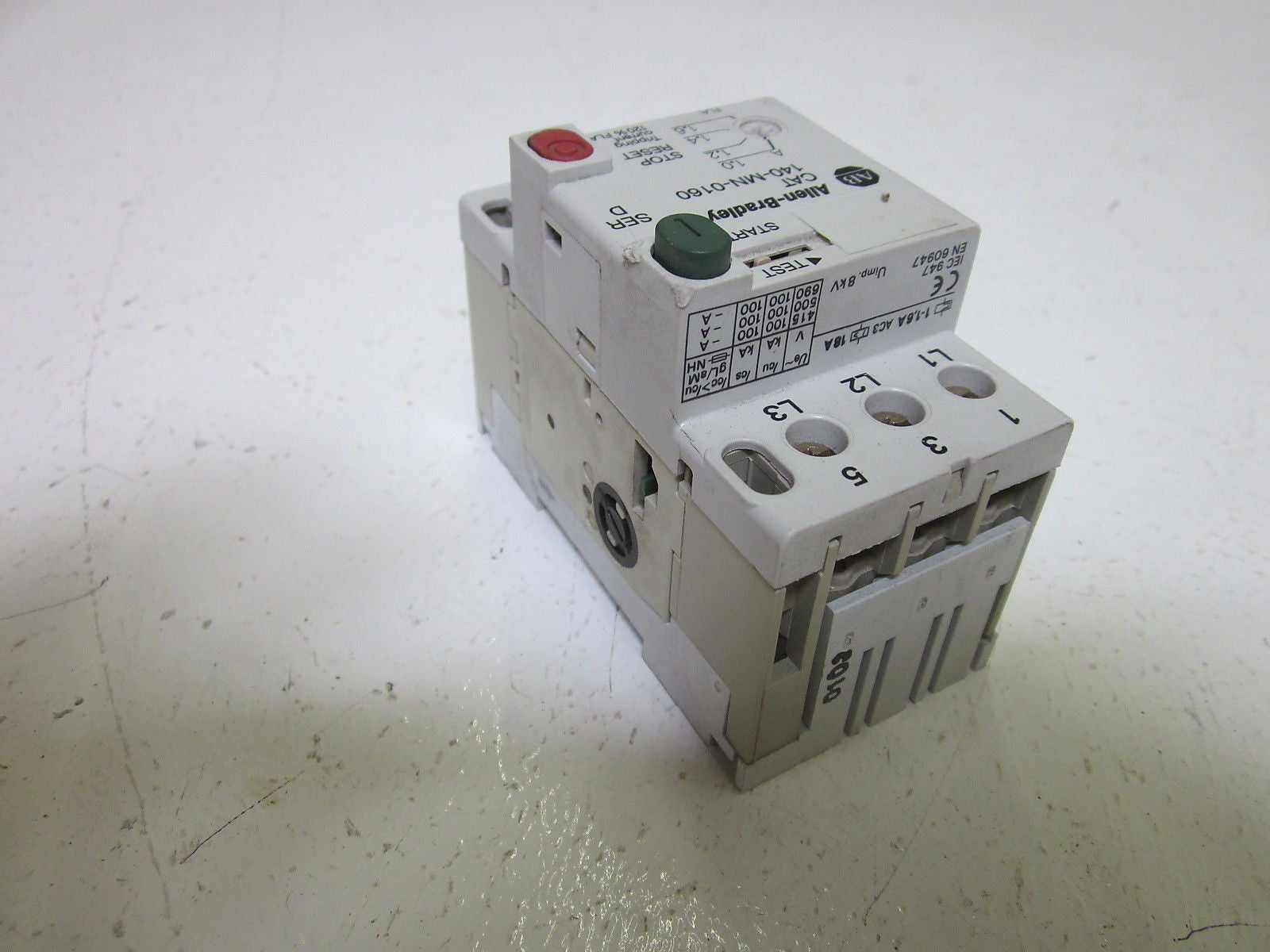 ALLEN BRADLEY 140-MN-0160 SER. D MANUAL MOTOR STARTER 1.0-1.6A *USED*