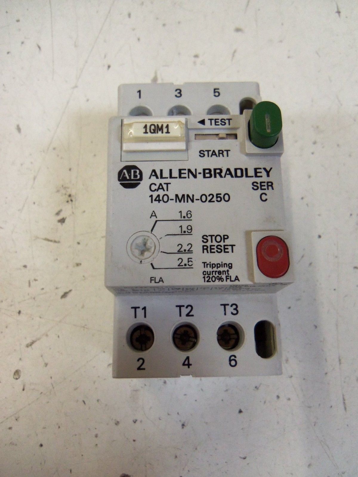 ALLEN BRADLEY 140-MN-0250 SER. C MANUAL MOTOR STARTER 1.6-2.0A *USED*