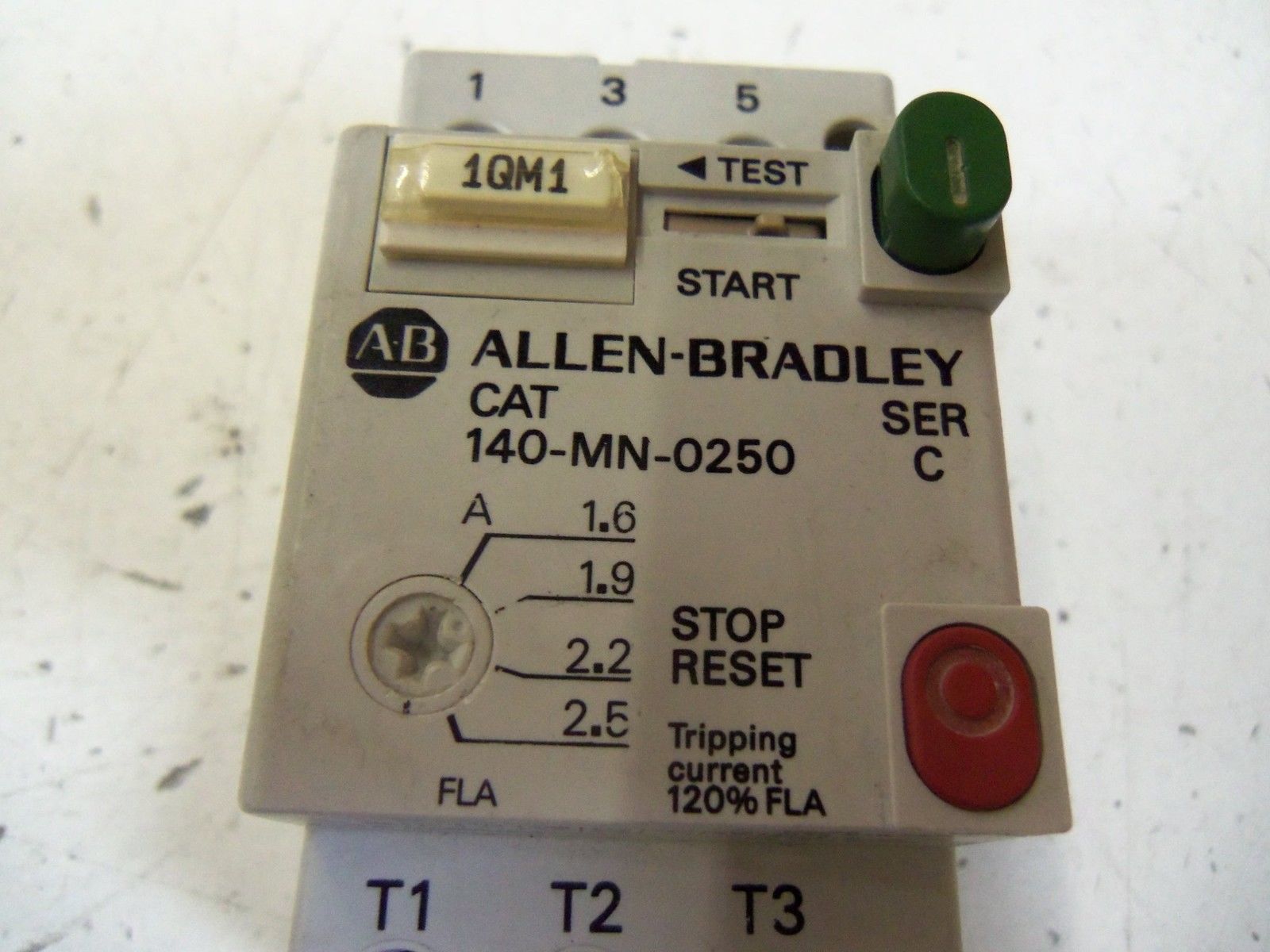 ALLEN BRADLEY 140-MN-0250 SER. C MANUAL MOTOR STARTER 1.6-2.0A *USED*