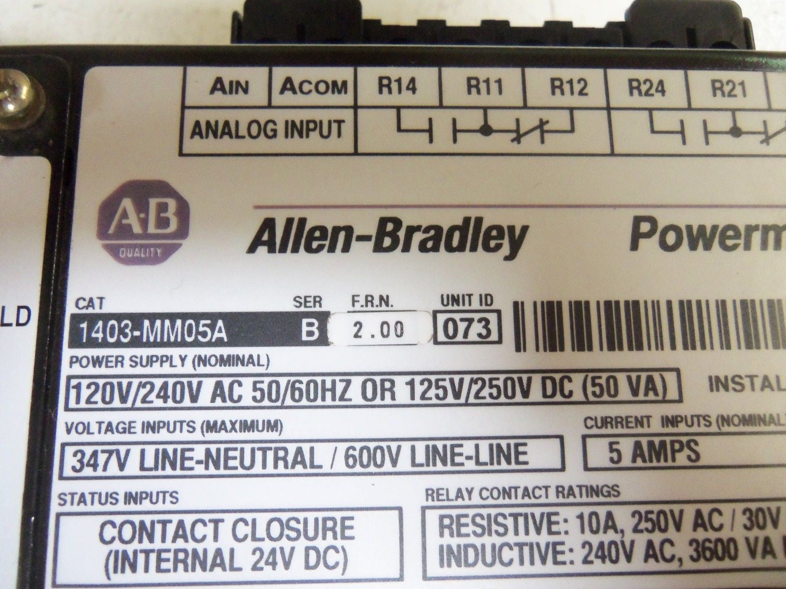 ALLEN BRADLEY 1403-MM05A SERIES B DISPLAY MODULE *USED*