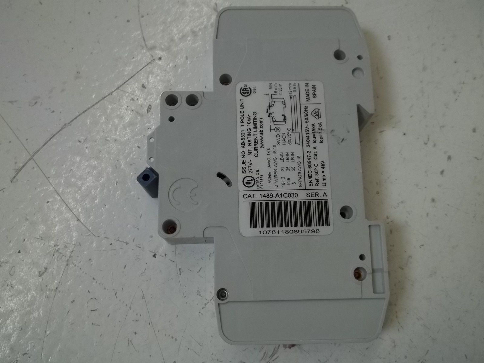 ALLEN BRADLEY 1489-A1C030 SER. A CIRCUIT BREAKER *USED*