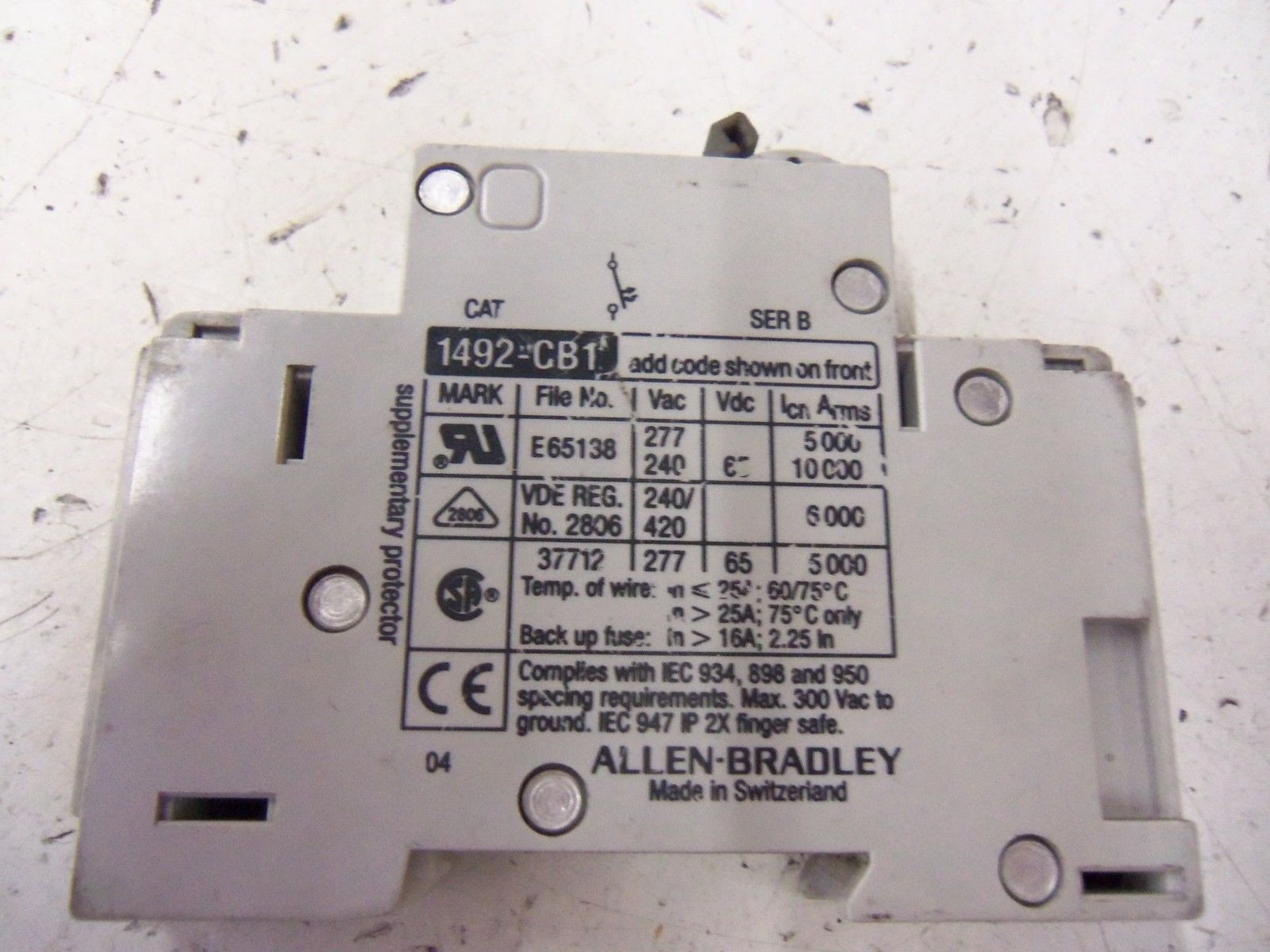 ALLEN BRADLEY 1492-CB1G400 SER. B CIRCUIT BREAKER 40A *USED*