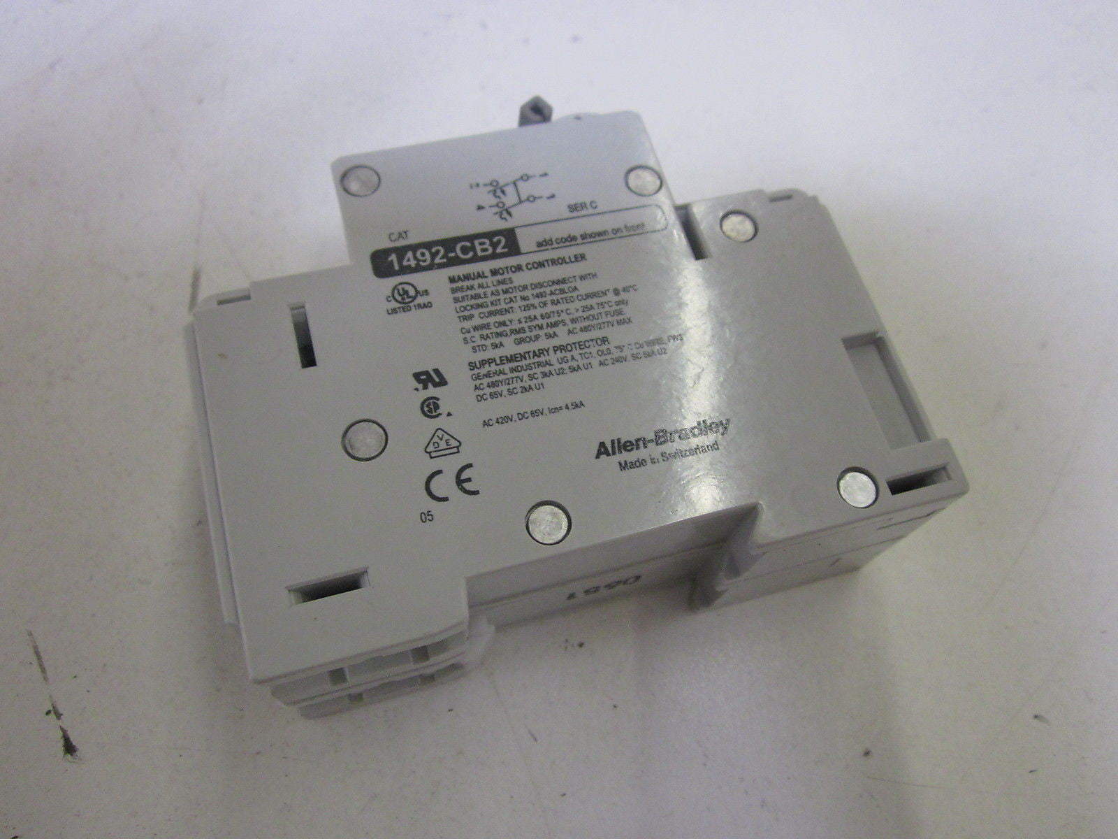 ALLEN BRADLEY 1492-CB2H150 SER. C CIRCUIT BREAKER 15A 5HP *NEW NO BOX*