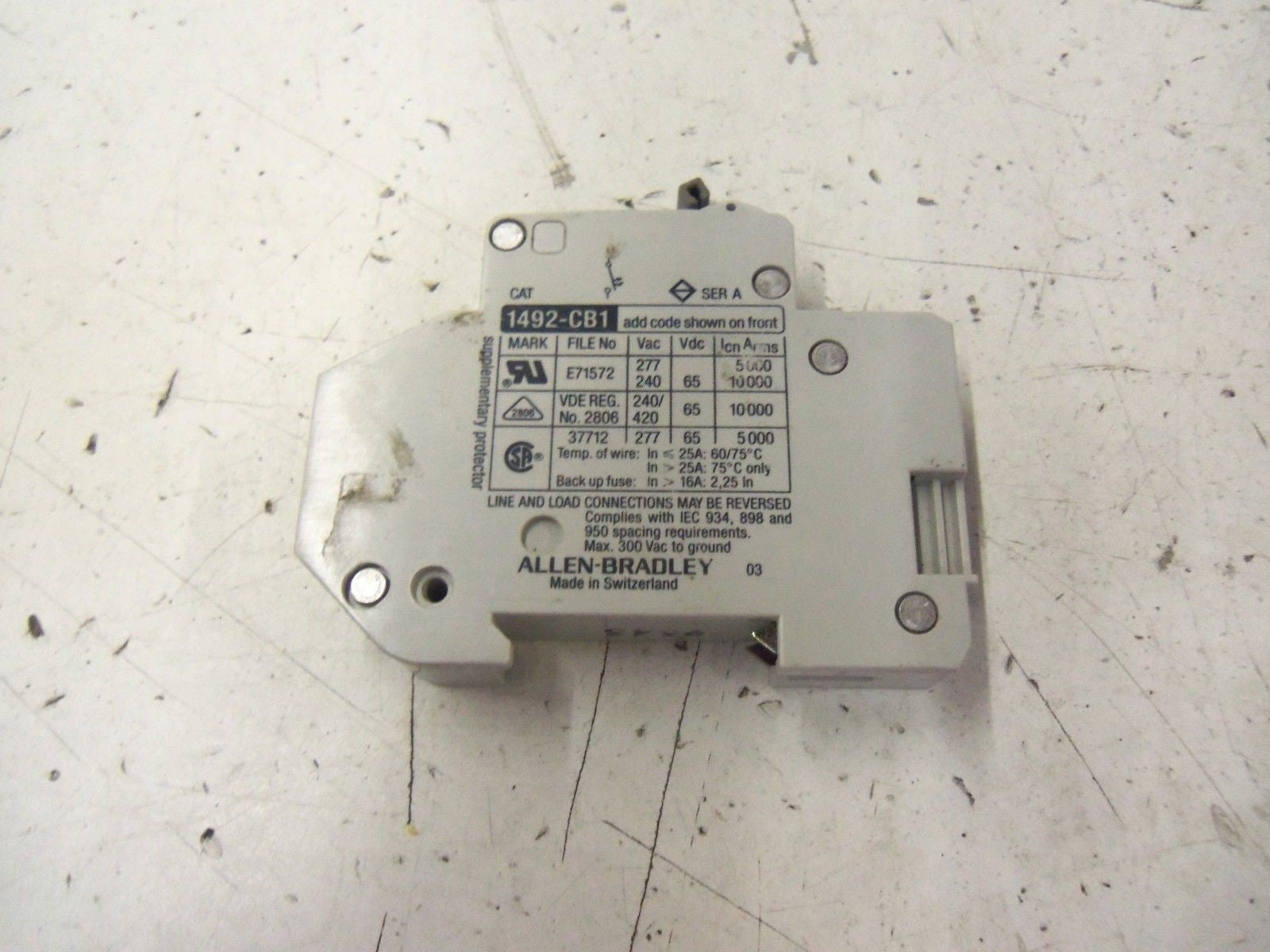 ALLEN BRADLEY 1492-CB1G100 SER. A CIRCUIT BREAKER 10A *USED*