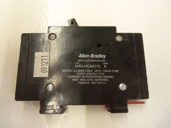ALLEN BRADLEY 1492-MCAA115 SER. A CIRCUIT BREAKER 15A *USED*