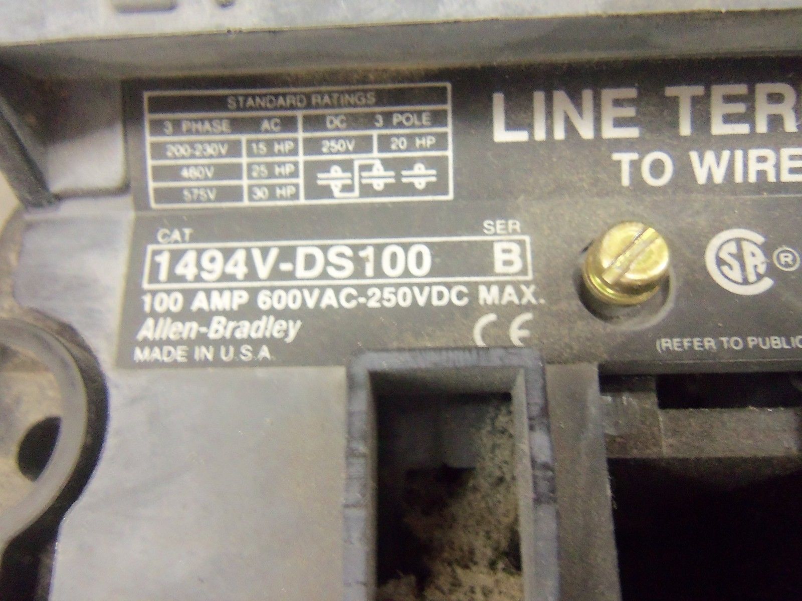 ALLEN BRADLEY 1494V-DS100 SER. A *USED*