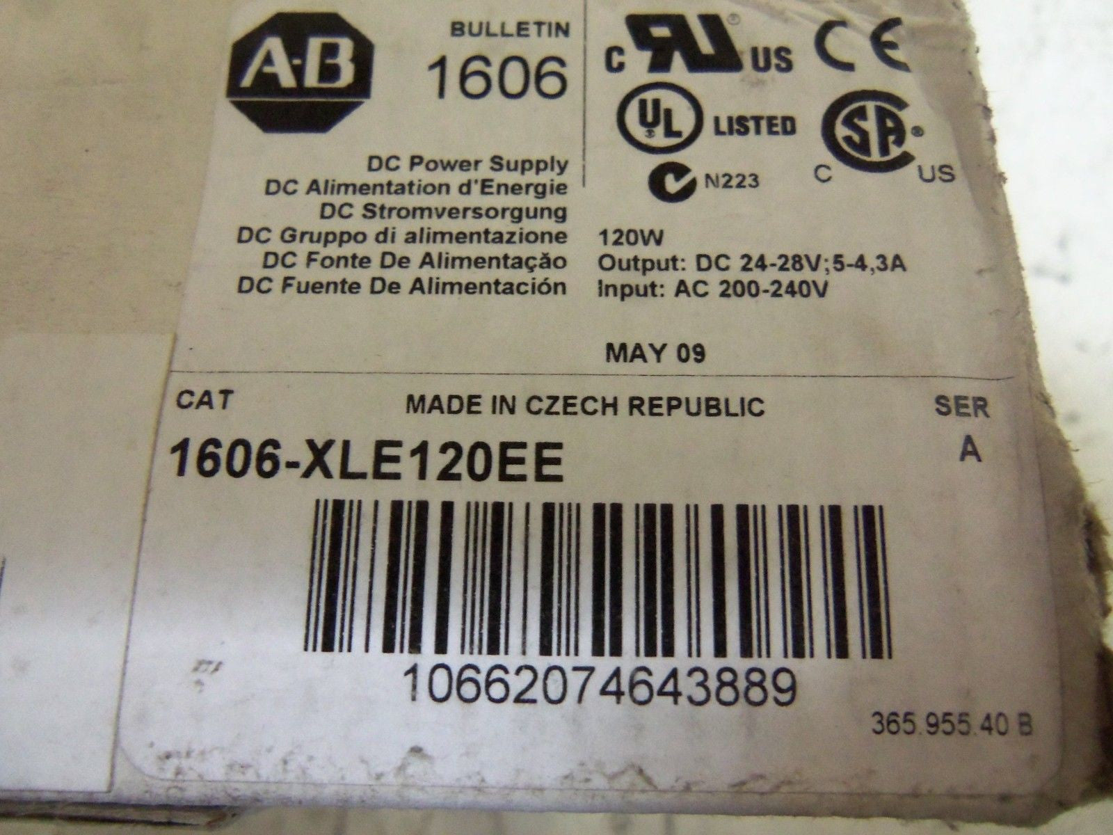 ALLEN BRADLEY 1606-XLE120EE SER. A POWER SUPPLY *NEW IN BOX*