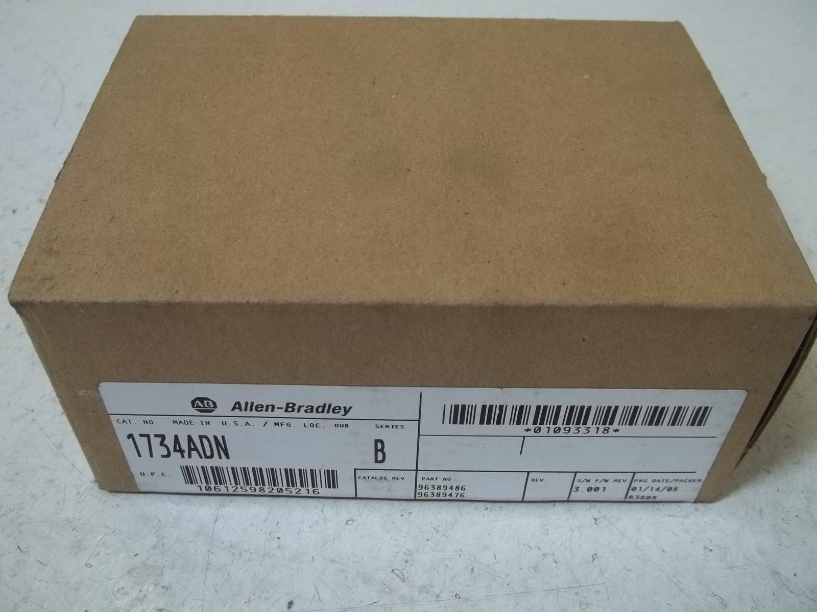 ALLEN BRADLEY POINT I/O 1734-ADN SER. B F/W 3.001 ADAPTER MODULE *NEW IN BOX*