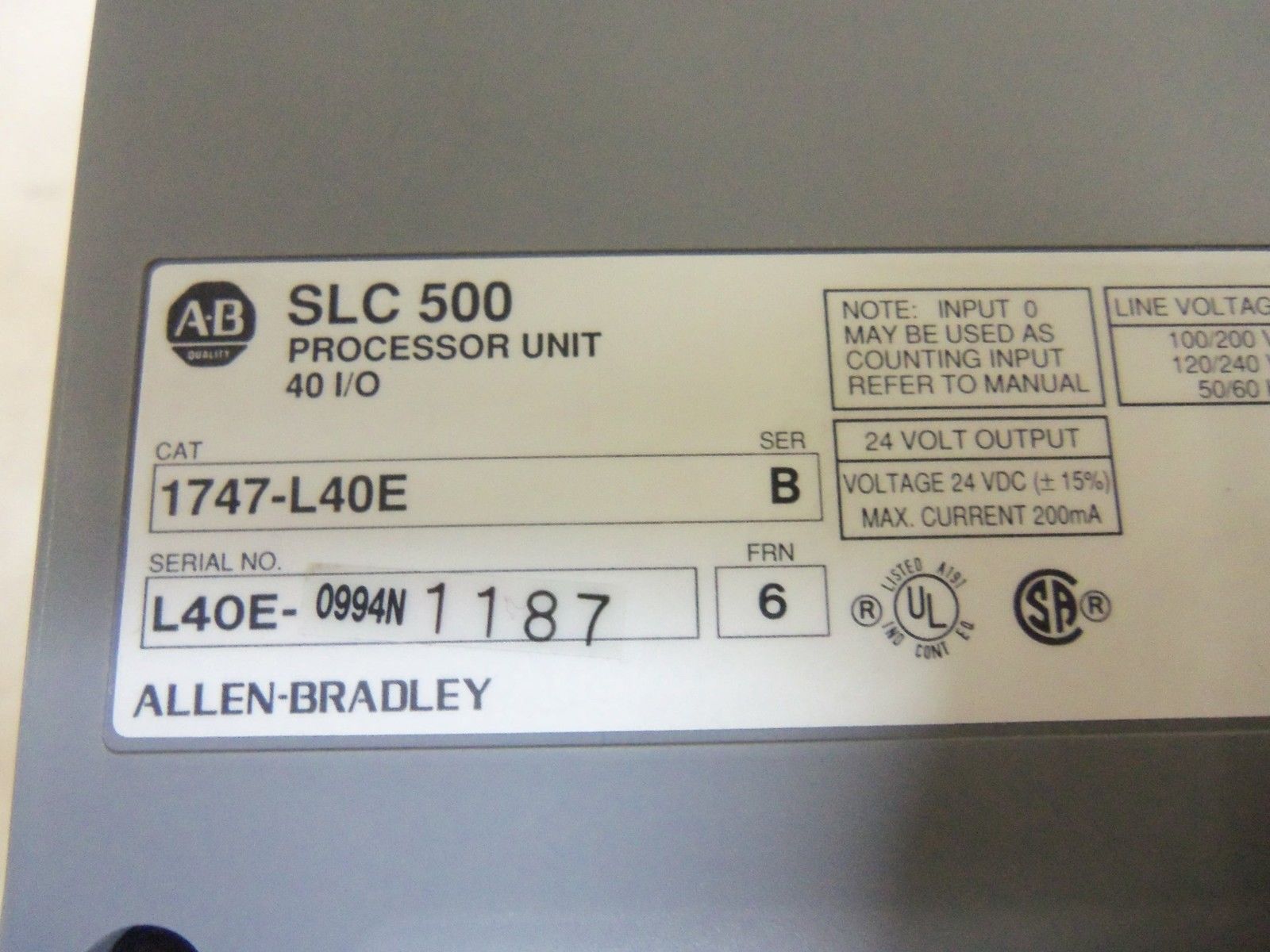 ALLEN BRADLEY 1747-L40E SERIES B PROCESSOR UNIT *NEW IN BOX*
