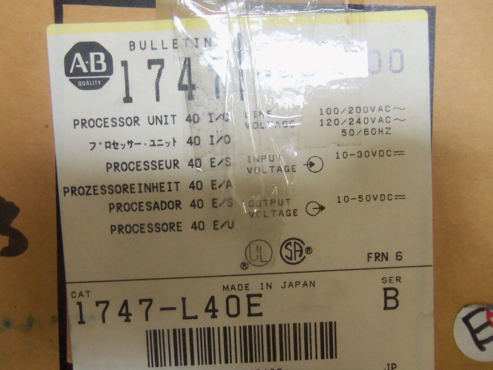 ALLEN BRADLEY 1747-L40E SERIES B PROCESSOR UNIT *NEW IN BOX*