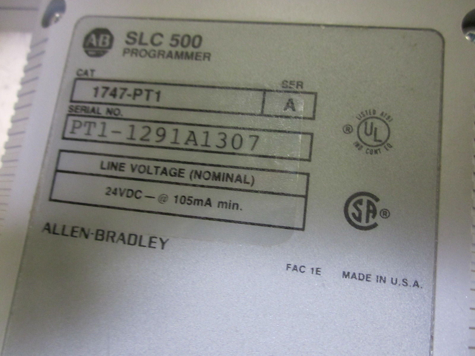 ALLEN BRADLEY 1747-PT1 SER.A  SLC 500 PROGRAMMER  *USED*