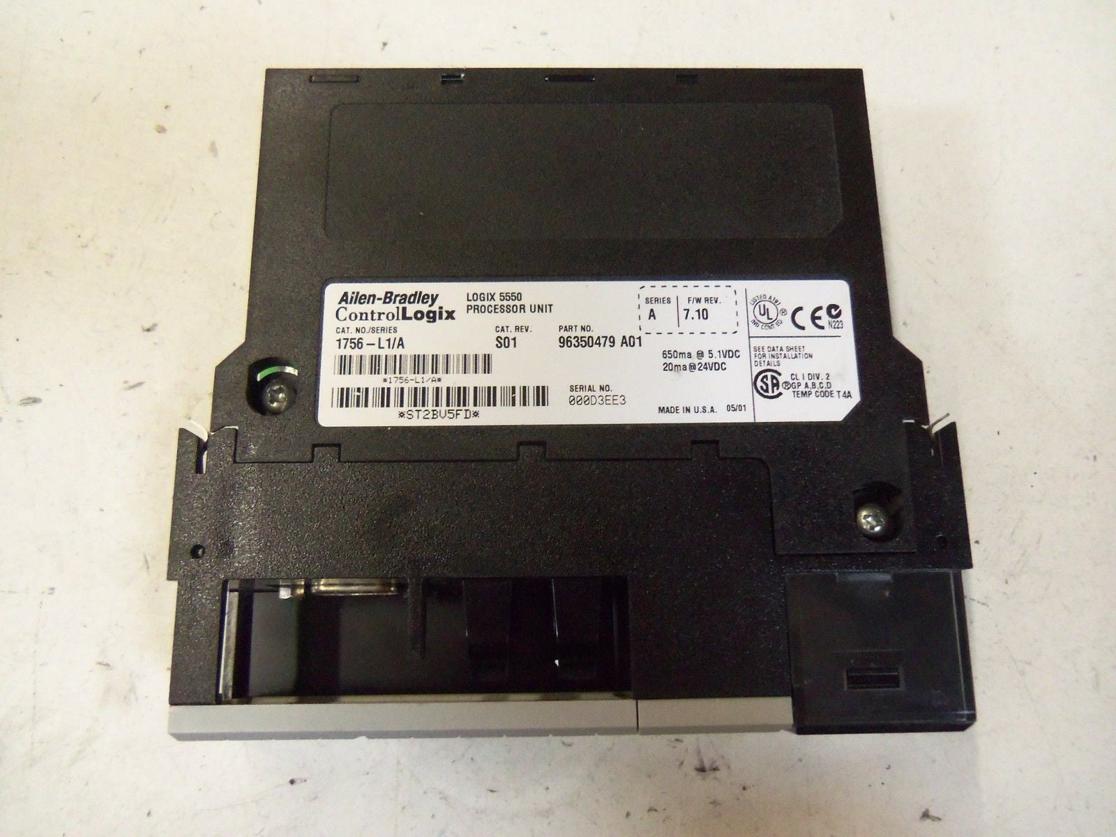 ALLEN BRADLEY CONTROLLOGIX 1756-L1 SER. A F/W 7.10 PROCESSOR(NO KEY)*NEW NO BOX*