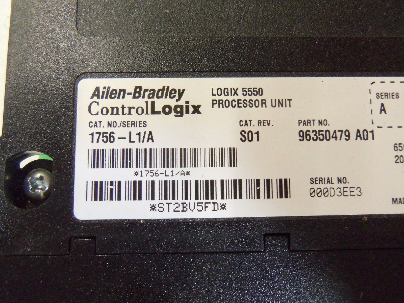 ALLEN BRADLEY CONTROLLOGIX 1756-L1 SER. A F/W 7.10 PROCESSOR(NO KEY)*NEW NO BOX*