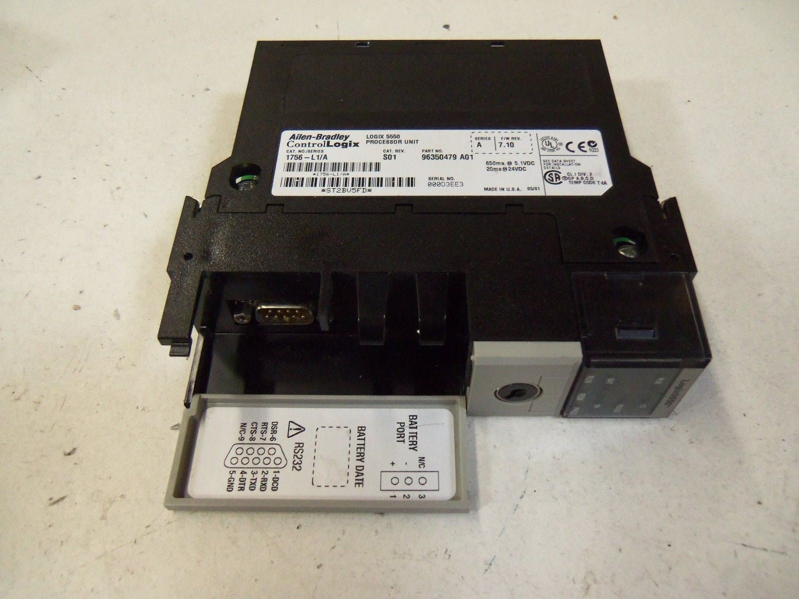 ALLEN BRADLEY CONTROLLOGIX 1756-L1 SER. A F/W 7.10 PROCESSOR(NO KEY)*NEW NO BOX*
