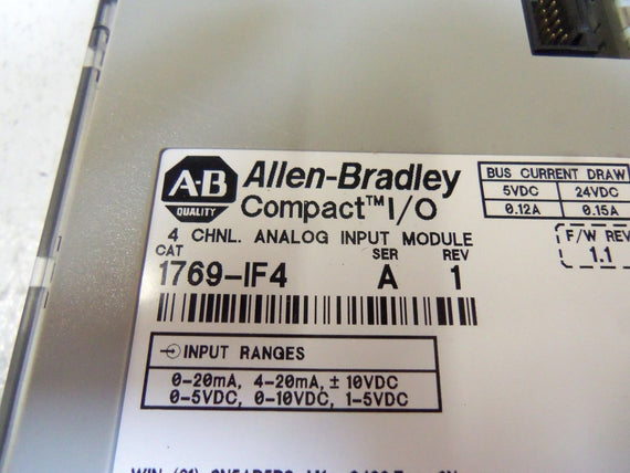 ALLEN BRADLEY COMPACT I/O 1769-IF4 SER. A F/W 1.1 ANALOG INPUT MODULE *USED*
