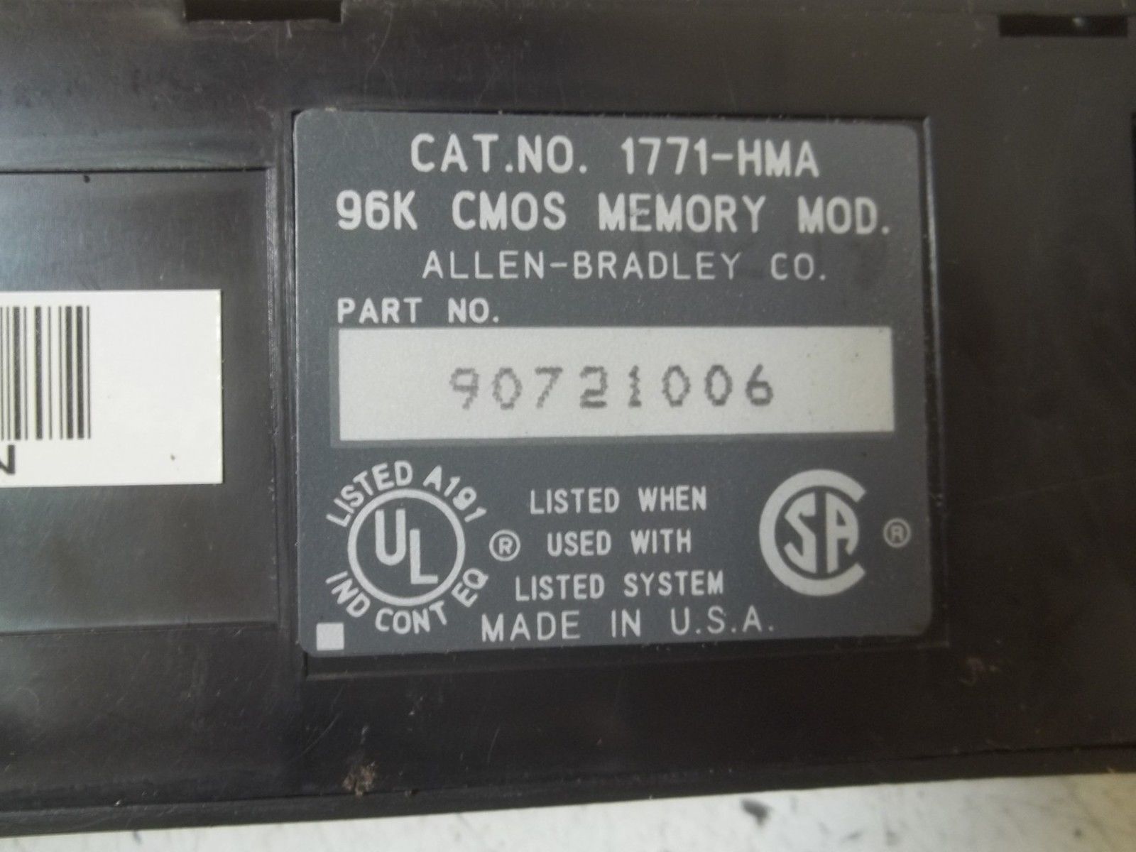 ALLEN BRADLEY 1771-HMA 96K CMOS MEMORY CARD *NEW IN BOX*