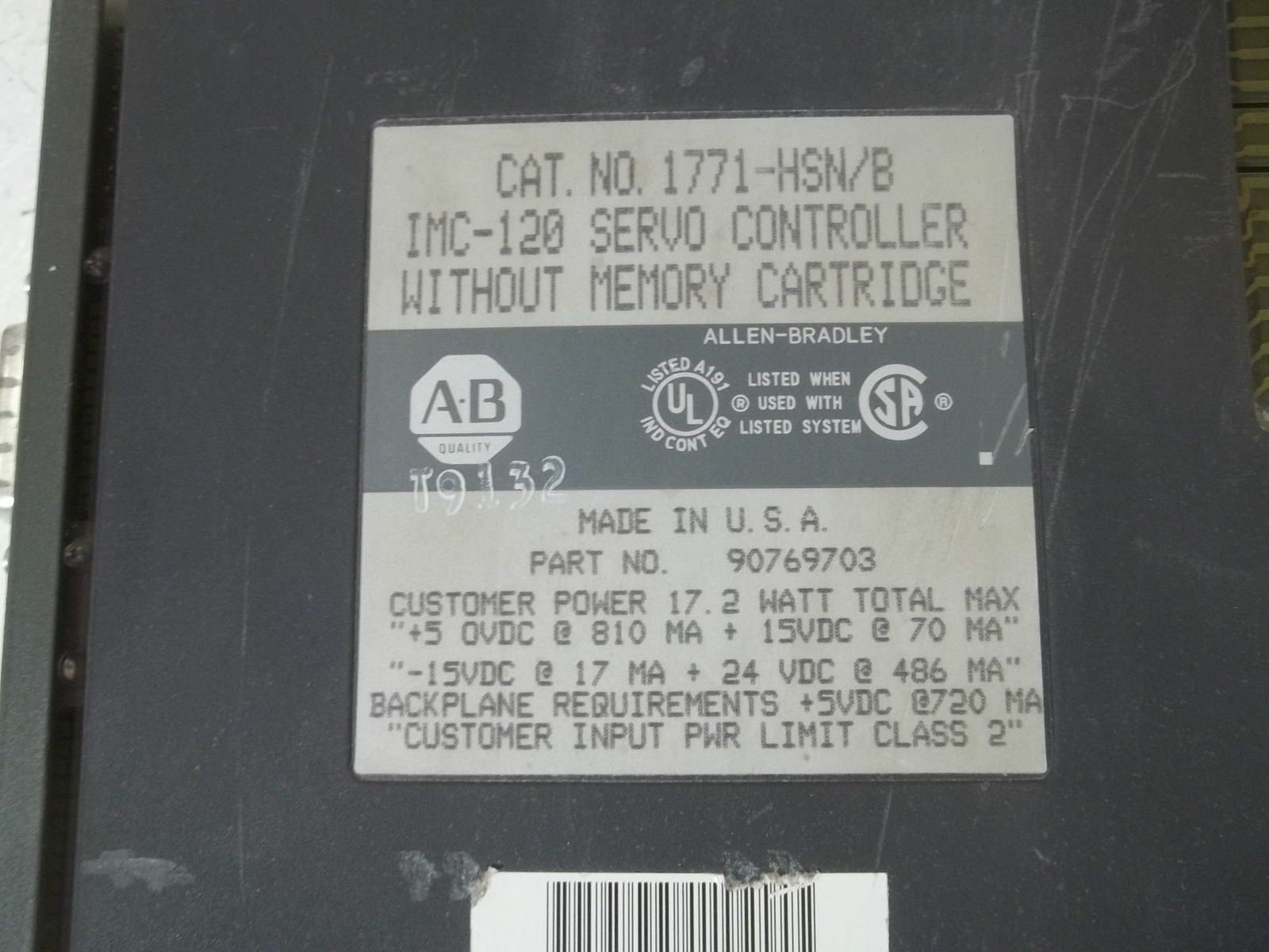 ALLEN BRADLEY 1771-HSN SER. B F/W 1.02 SERVO CONTROLLER *USED*