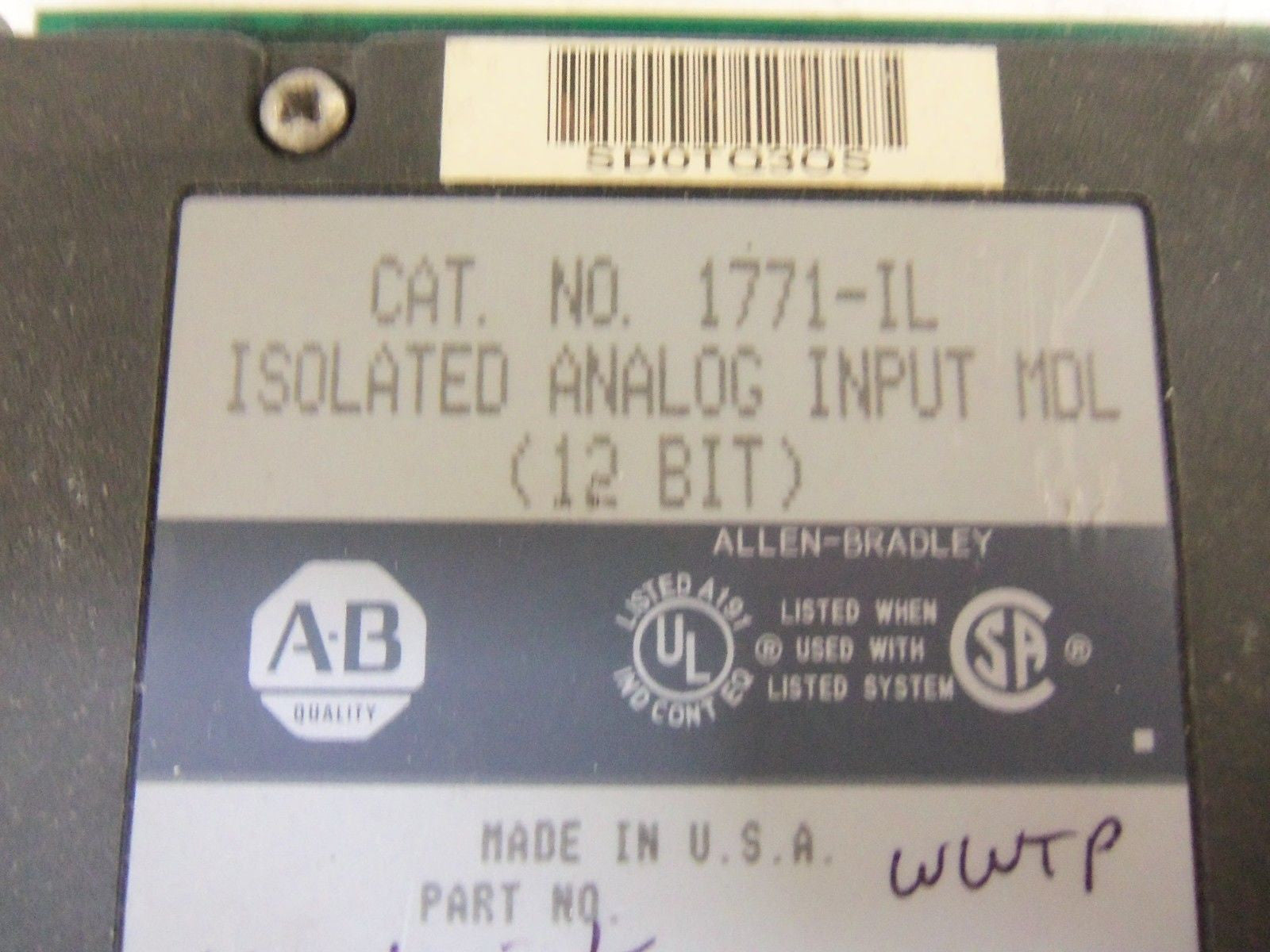 ALLEN BRADLEY 1771-IL SER. A F/W B INPUT MODULE *USED*