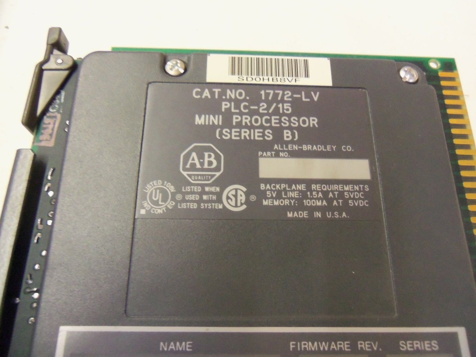 ALLEN BRADLEY 1772-LV SER. B PLC 2/15 MINI PROCESSOR (NO KEY) *USED*