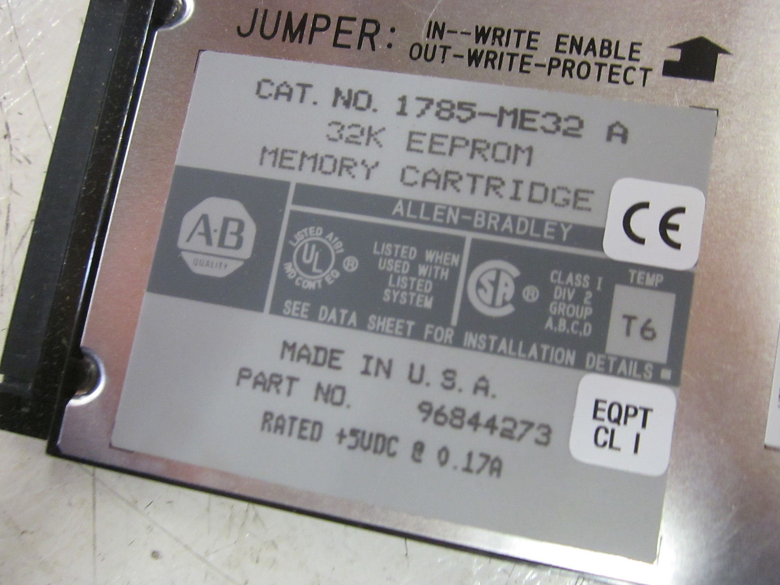 ALLEN BRADLEY 1785-ME32 SER. A 32K EEPROM MEMORY CARTRIDGE *NEW IN BOX*