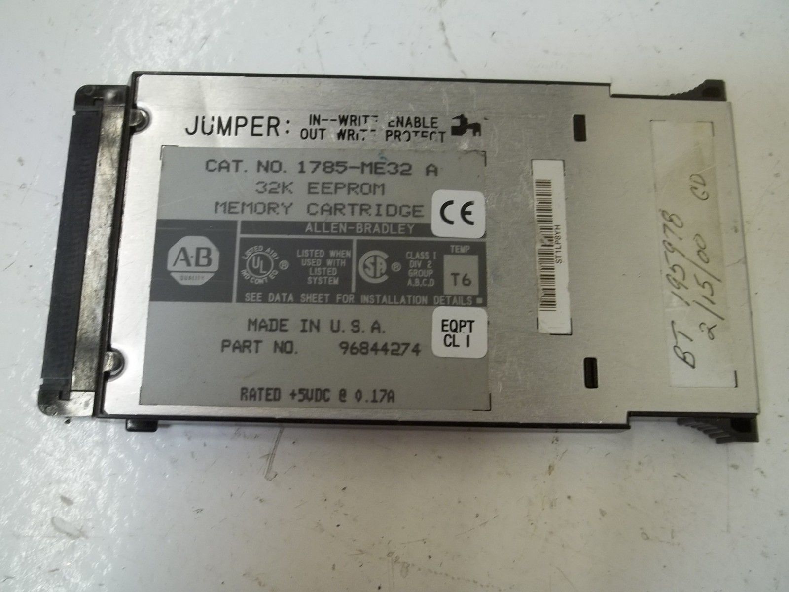 ALLEN BRADLEY 1785-ME32 SER. A 32K EEPRON MEMORY CARTRIDGE *USED*