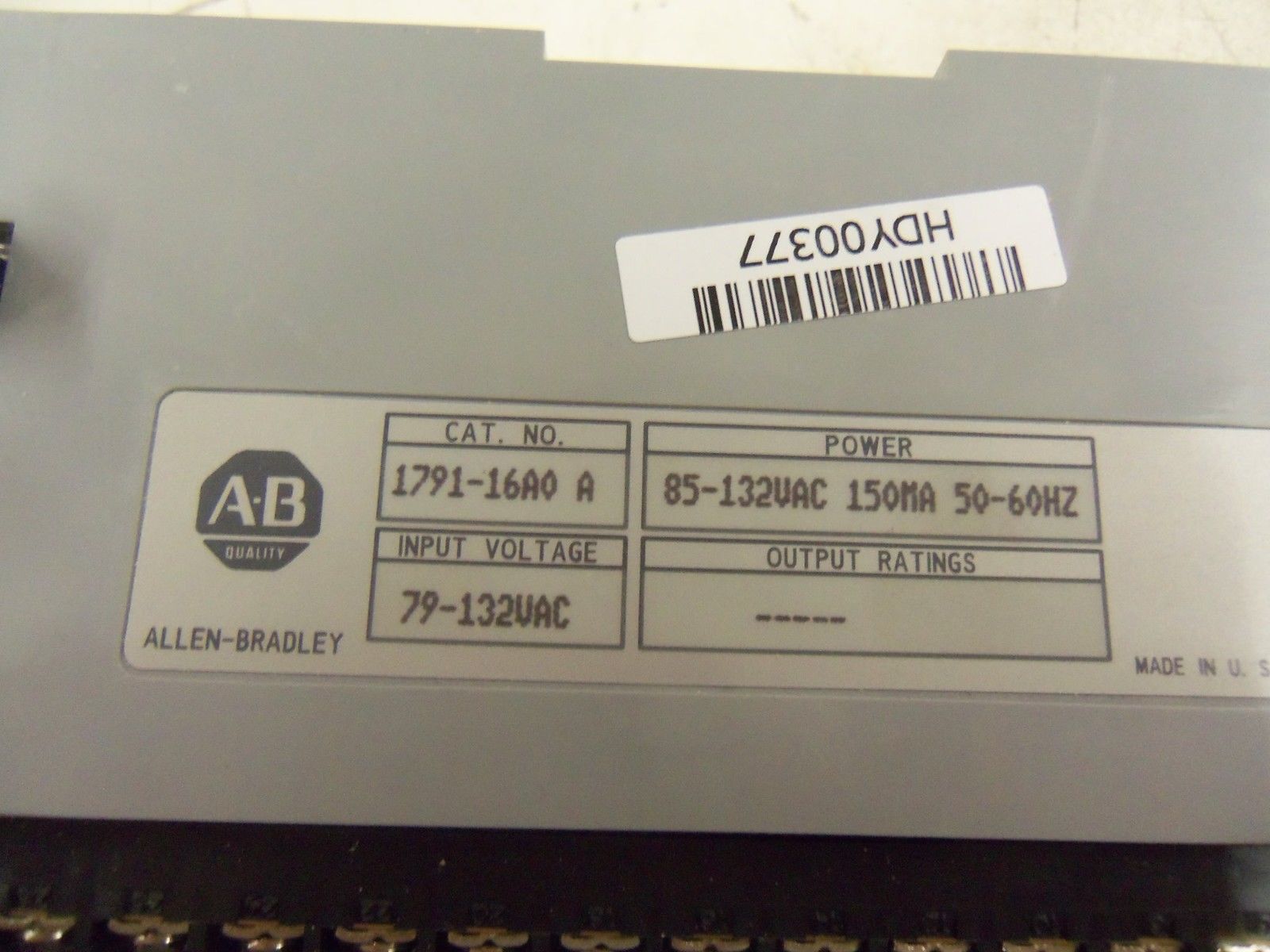 ALLEN BRADLEY 1791-16A0 SER. A I/O BLOCK MODULE *USED*