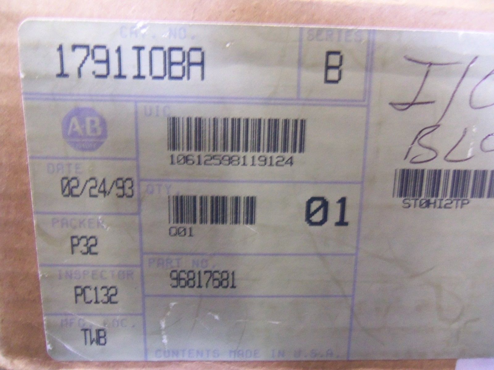 ALLEN BRADLEY 1791-IOBA SER. B DISTRIBUTED I/O MODULE *NEW IN BOX*