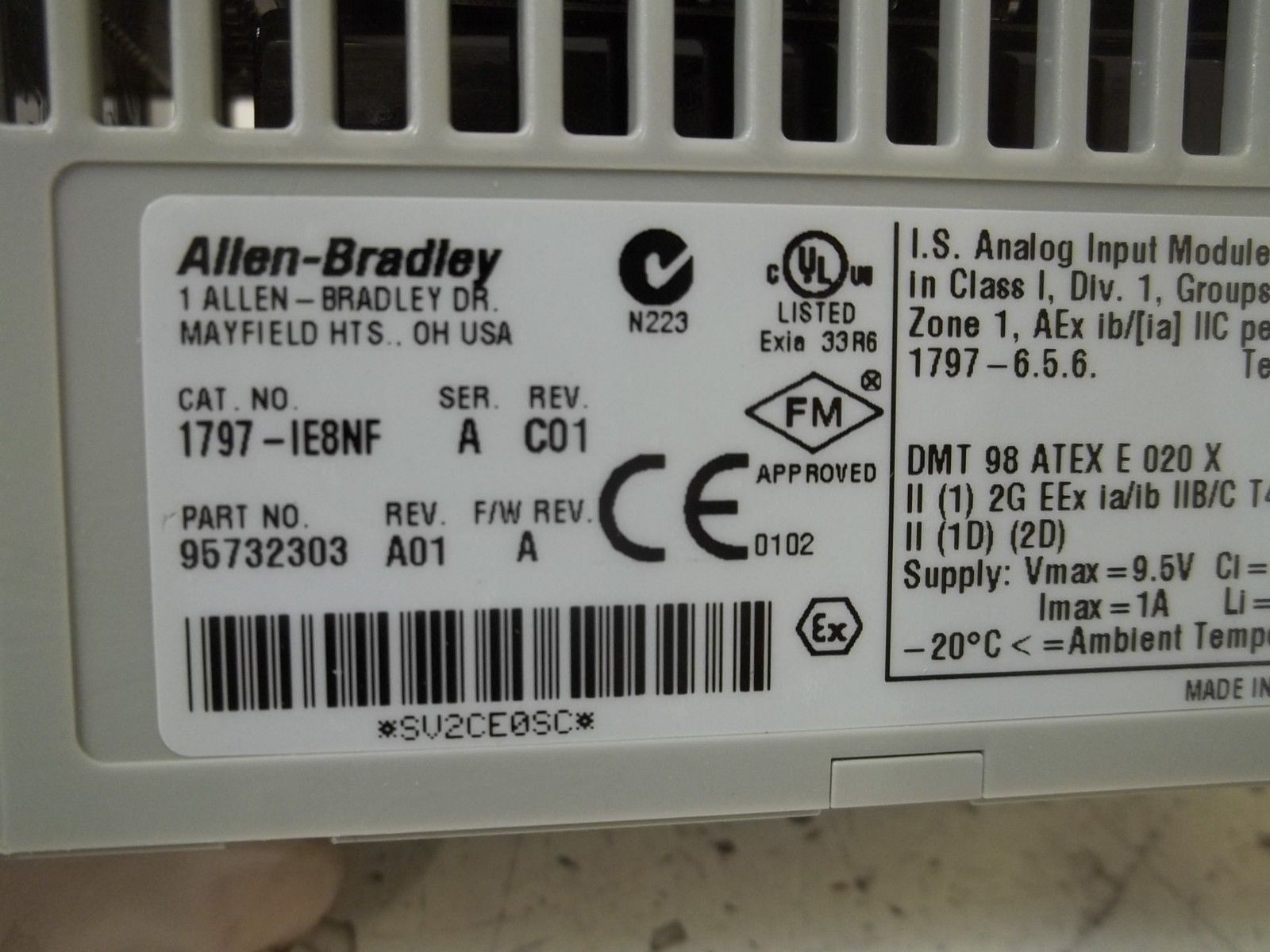 ALLEN BRADLEY 1797-IE8NF SER. A 8-CHANNEL ANALOG INPUT/FILTERED *NEW IN BOX*
