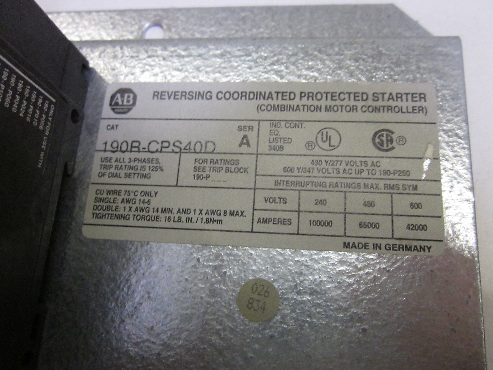 ALLEN BRADLEY 190R-CPS40D SER.A *NEW NO BOX*