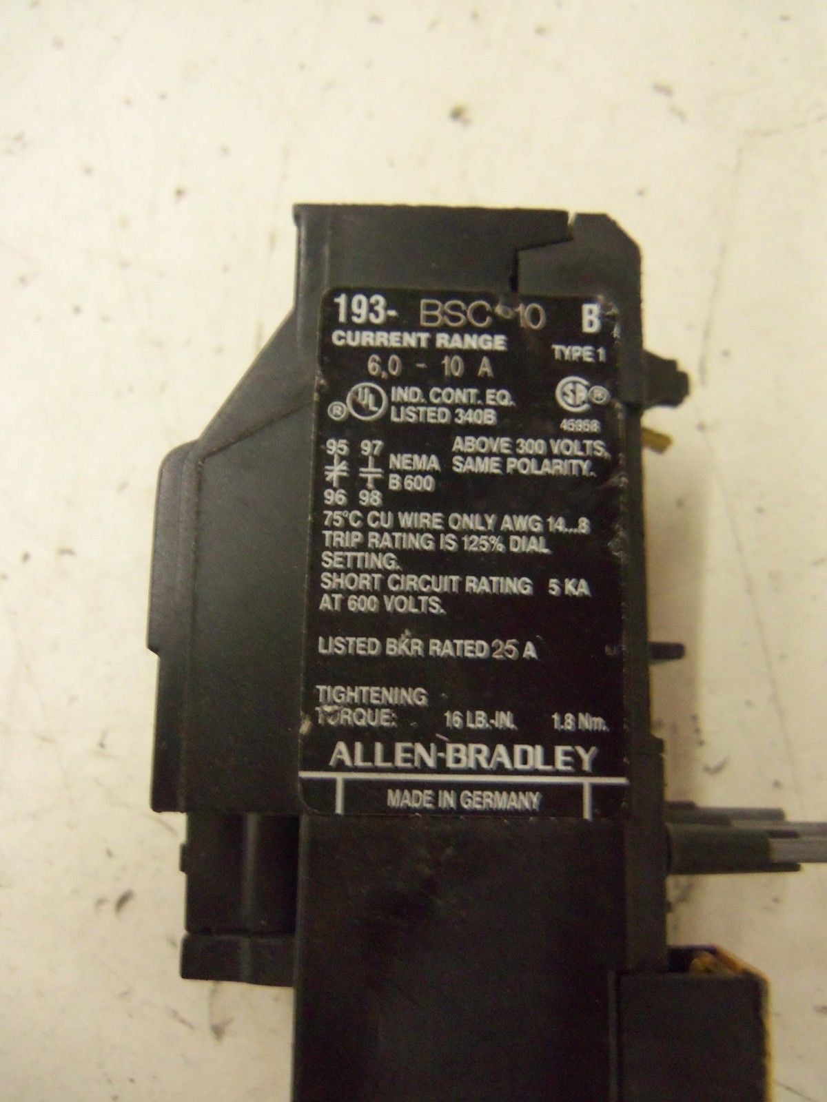 ALLEN BRADLEY 193-BSC 10  SERIES B  *NEW NO BOX*