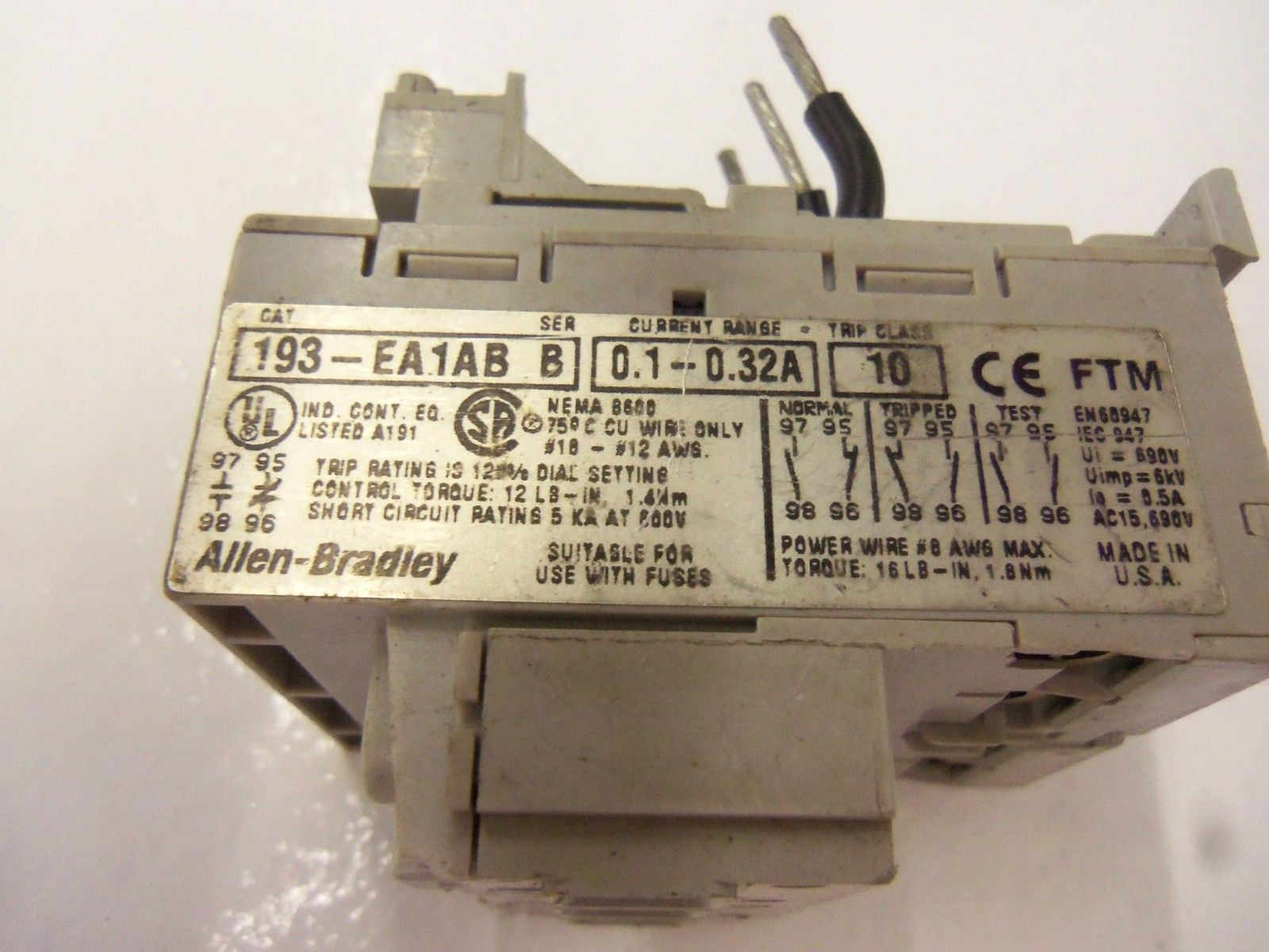 ALLEN BRADLEY 193-EA1AB SERIES B *USED*