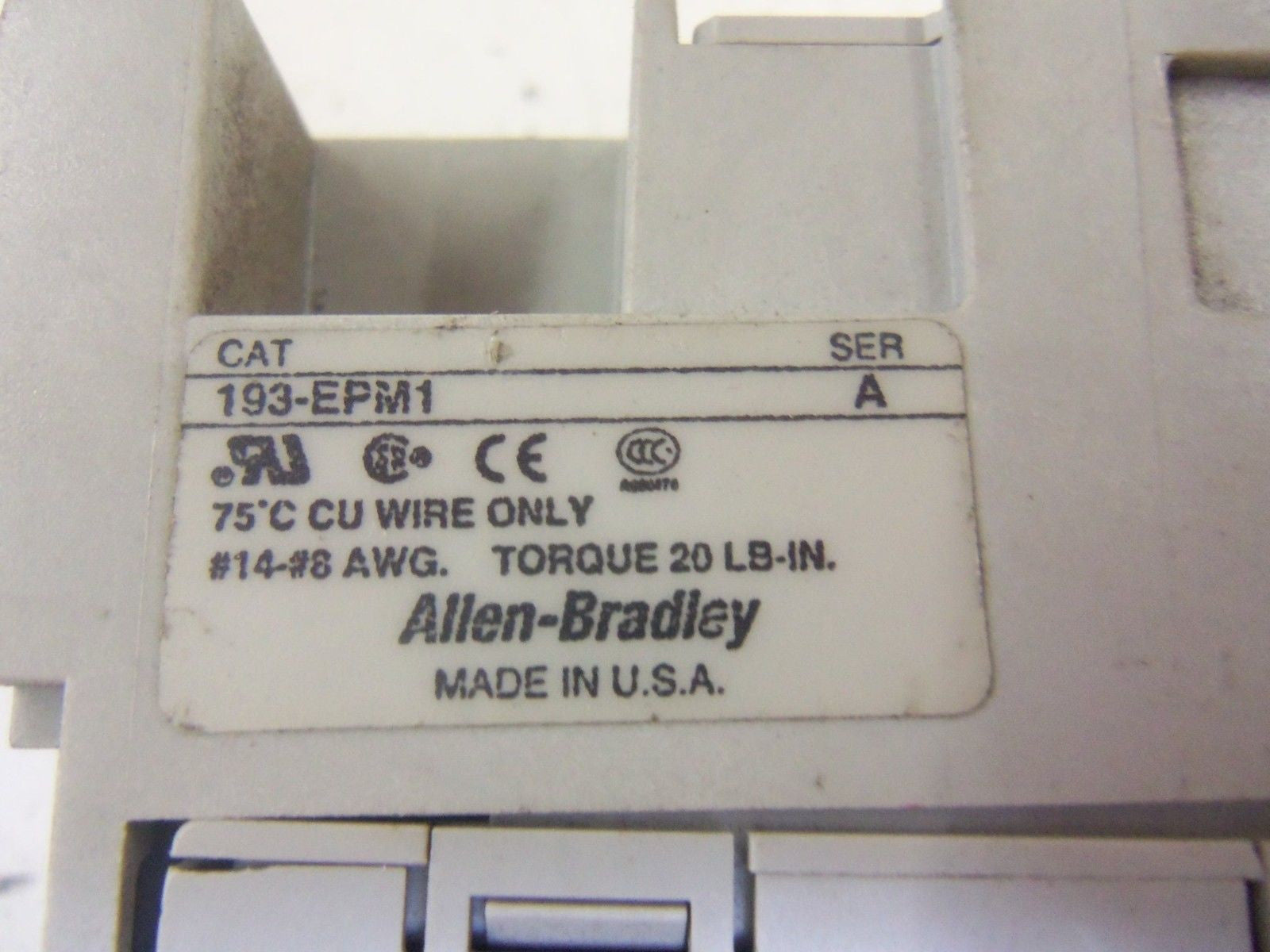 ALLEN BRADLEY 193-EA1CB SER. B w/ 193-EPM1 SER. A *USED*