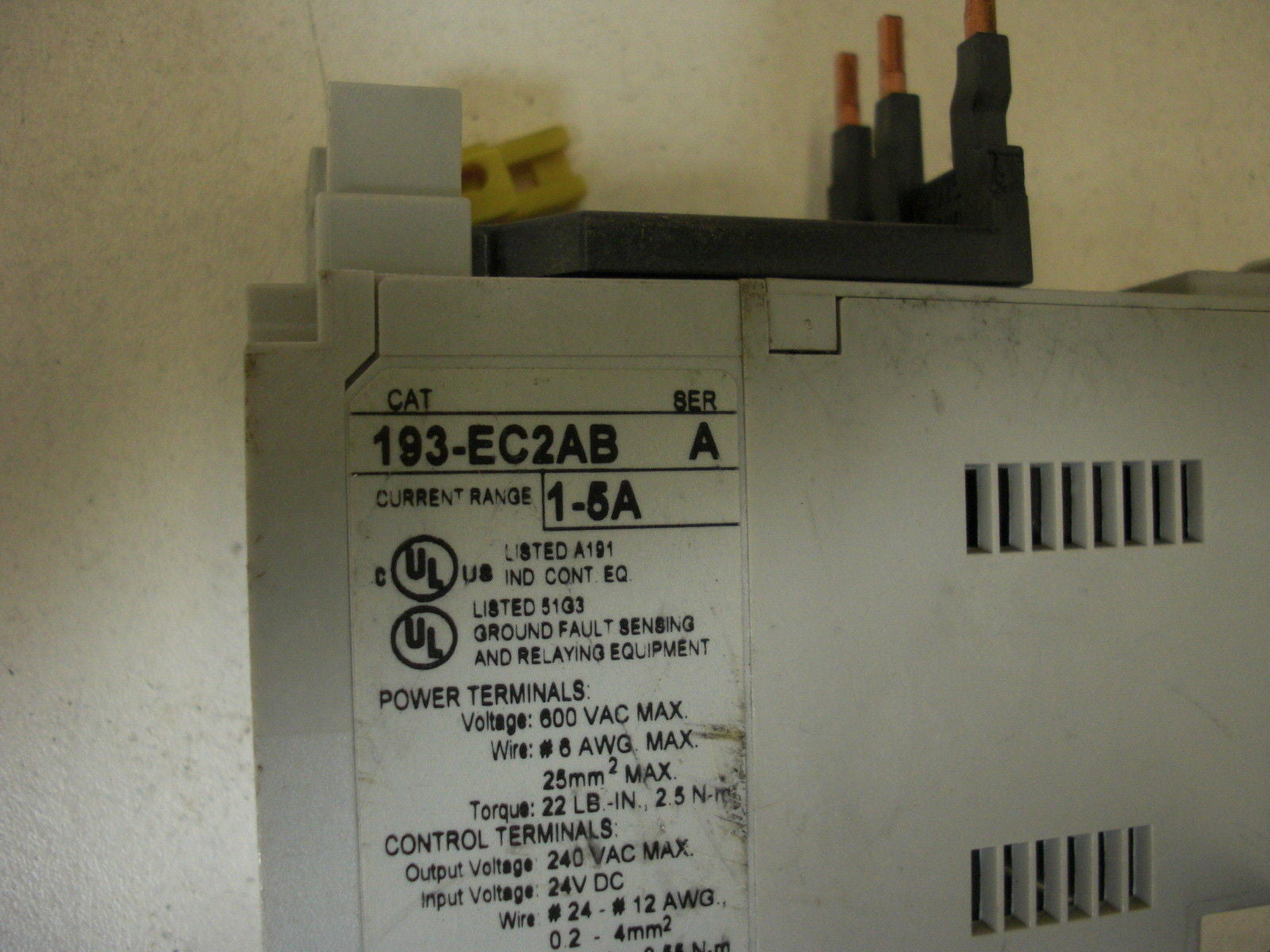 ALLEN BRADLEY 193-EC2AB SERIES A SOLID STATE OVERLOAD RELAY *USED*