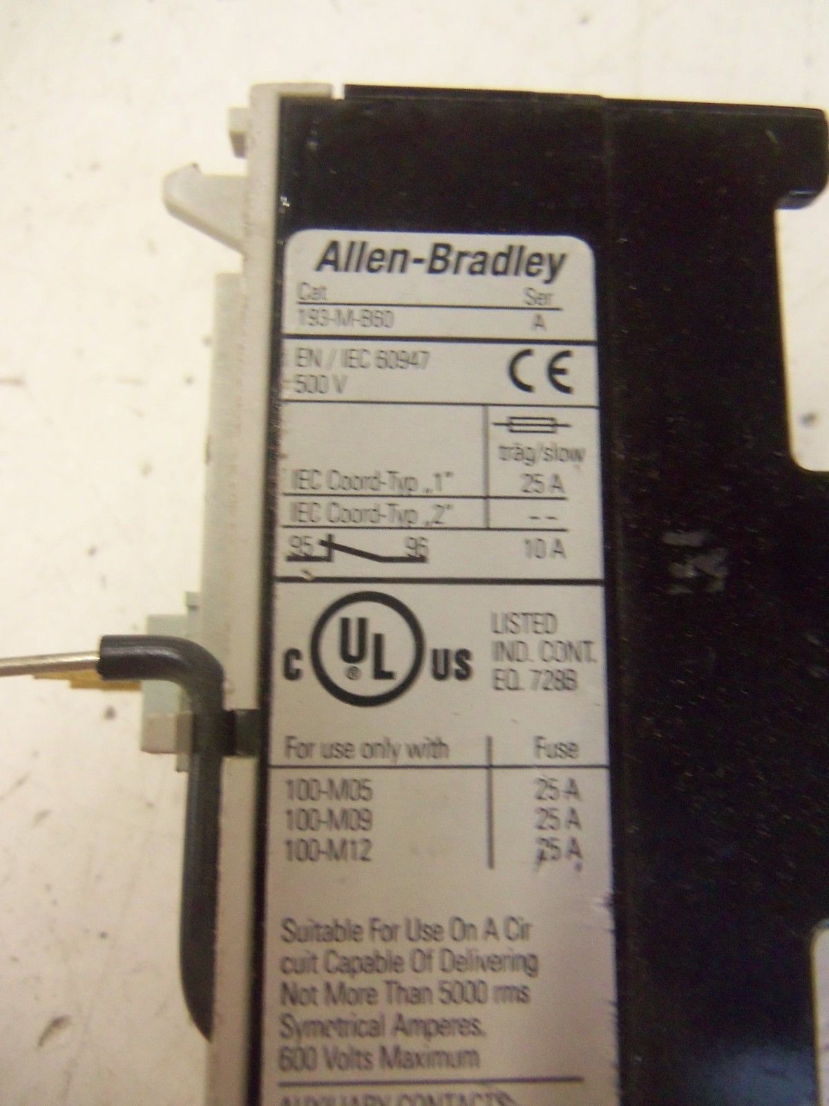 ALLEN BRADLEY 193-M-B60 SERIES A *NEW NO BOX*