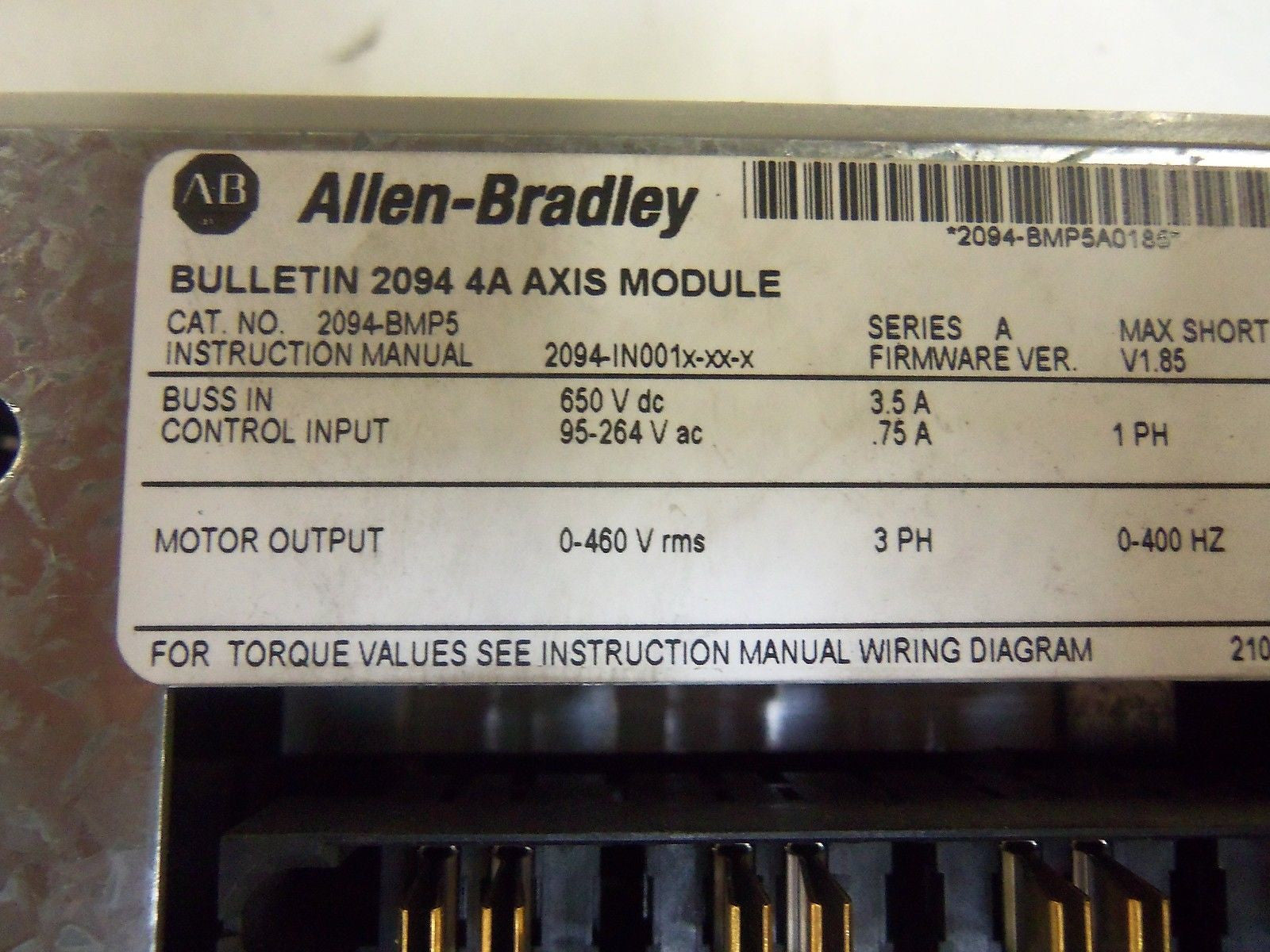 ALLEN BRADLEY 2094-BMP5 SERIES A AXIS MODULE F/W V1.85 *USED*