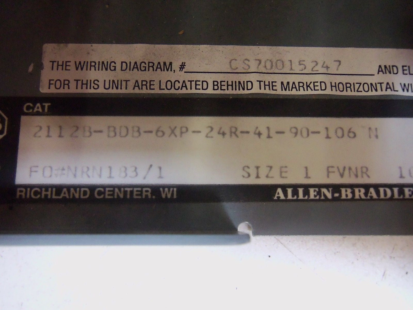 ALLEN BRADLEY 2112B-BDB-6XP-24R-41-90-106 SERIES N NO COVER*NEW NO BOX*