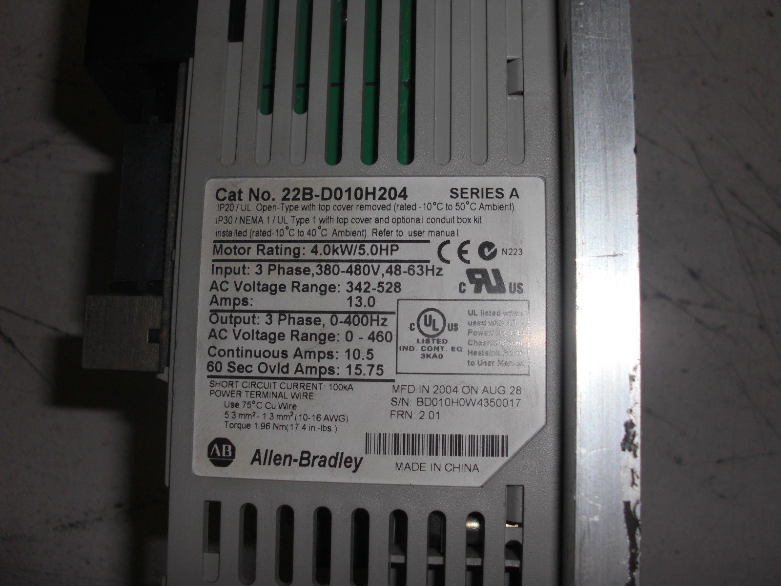 ALLEN BRADLEY 22B-D010H204 SERIES A *AS IS*
