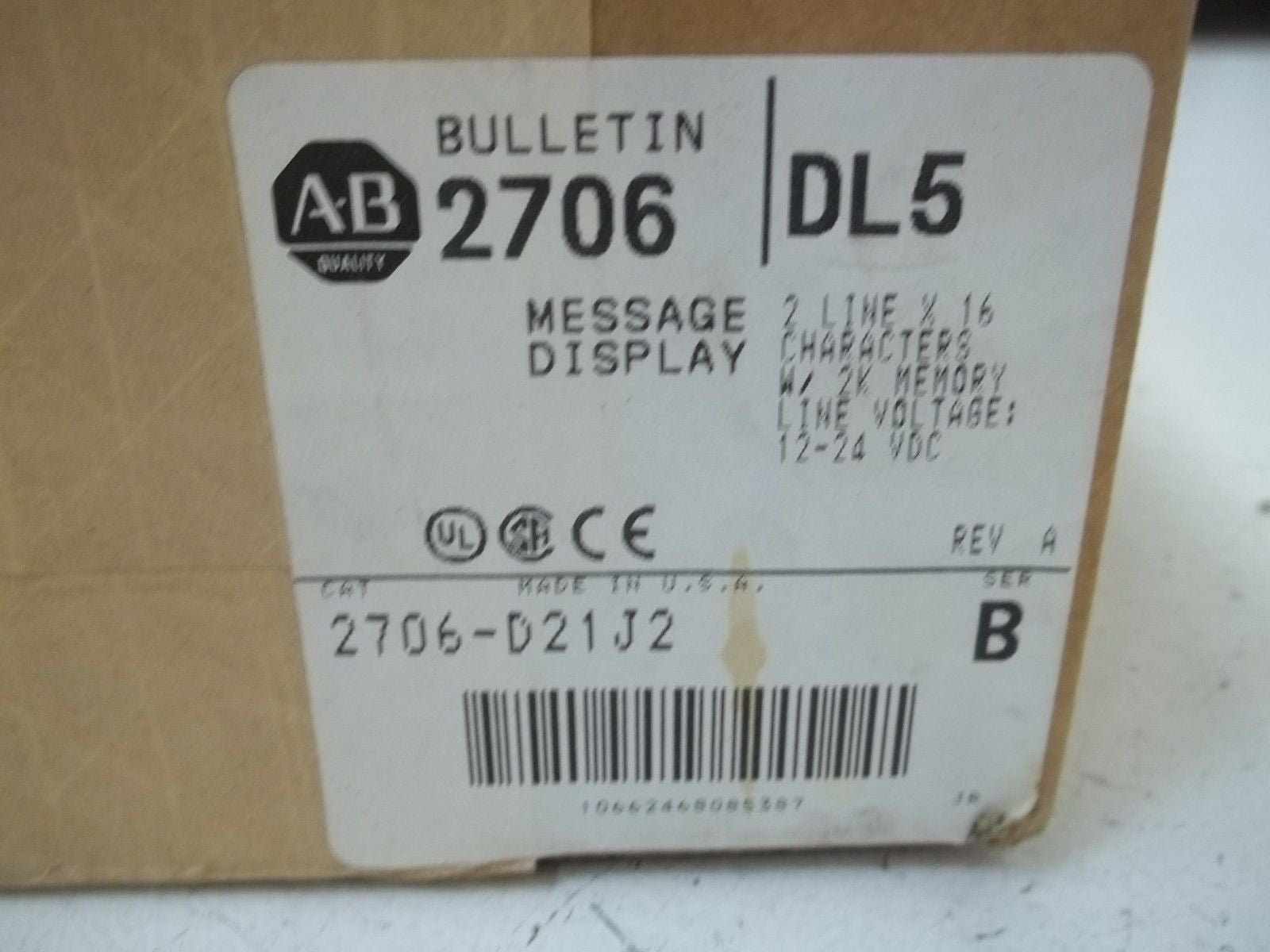 ALLEN BRADLEY 2706-D21J2 SER.B MESSAGE DISPLAY *NEW IN BOX*