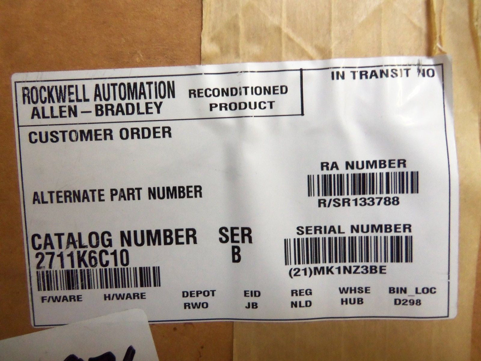 ALLEN BRADLEY 2711-K6C10X SER B REV M FRN 4.44 PANEL VIEW (REMANUFACTURED)