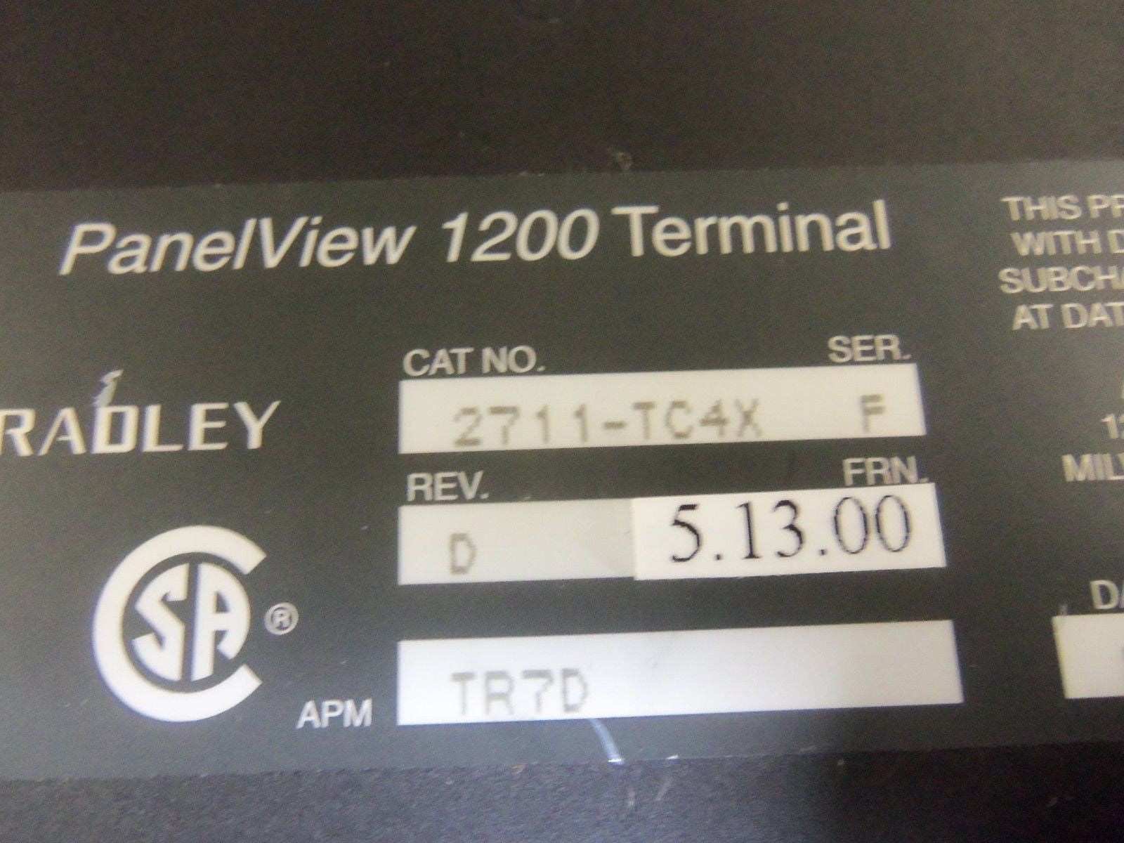 ALLEN BRADLEY 2711-TC4X SERIES F *USED*