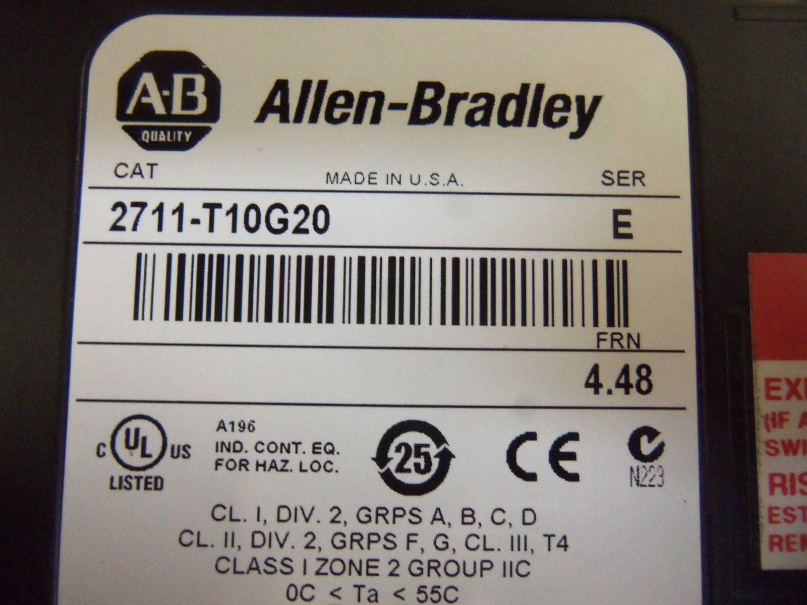 ALLEN BRADLEY 2711-T10G20 SERIES E FRN 4.48 (REMANUFACTURED) *NEW IN BOX*