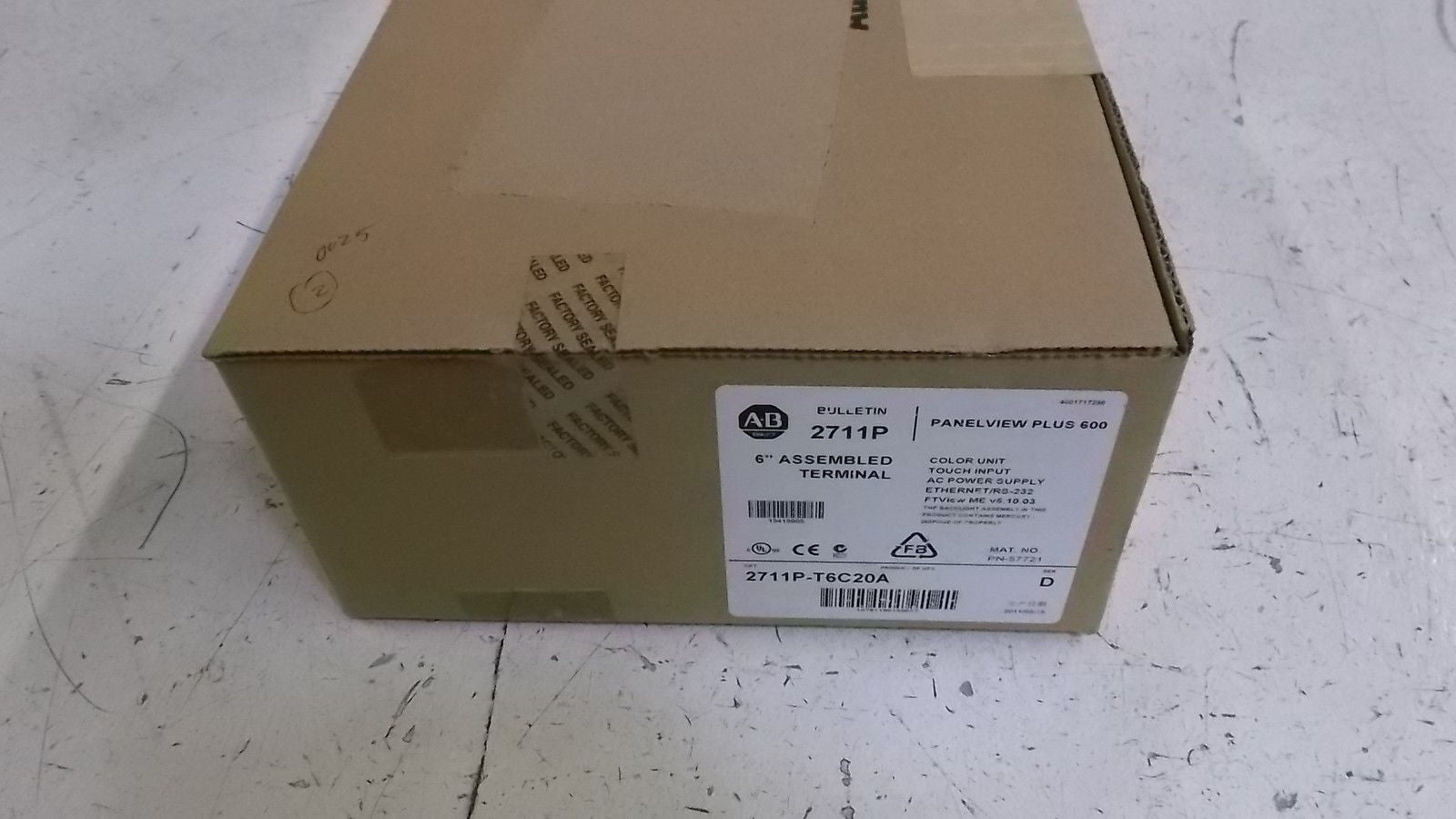 ALLEN BRADLEY PANELVIEW 600 2711-T6C20A SER. D DATE: 2015 *FACTORY SEALED*