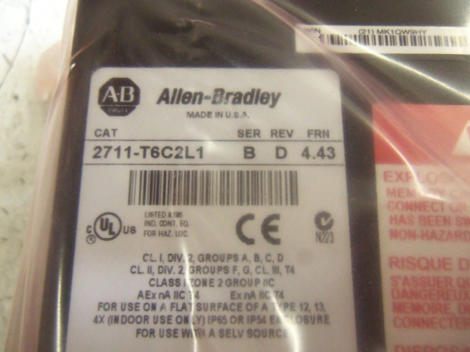 ALLEN BRADLEY 2711-T6C2L1 SER B REV D FRN 4.43 OPERATOR INTERFACE *NEW IN BOX*